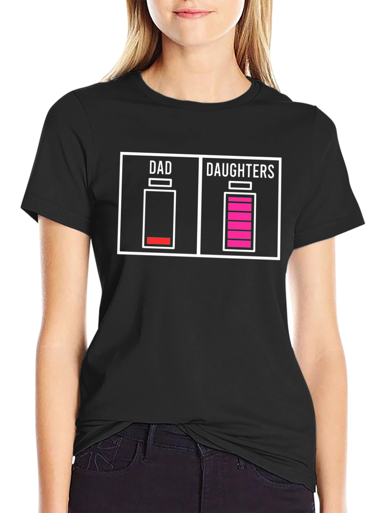 Dad Low Battery Daughters Full T-Shirt