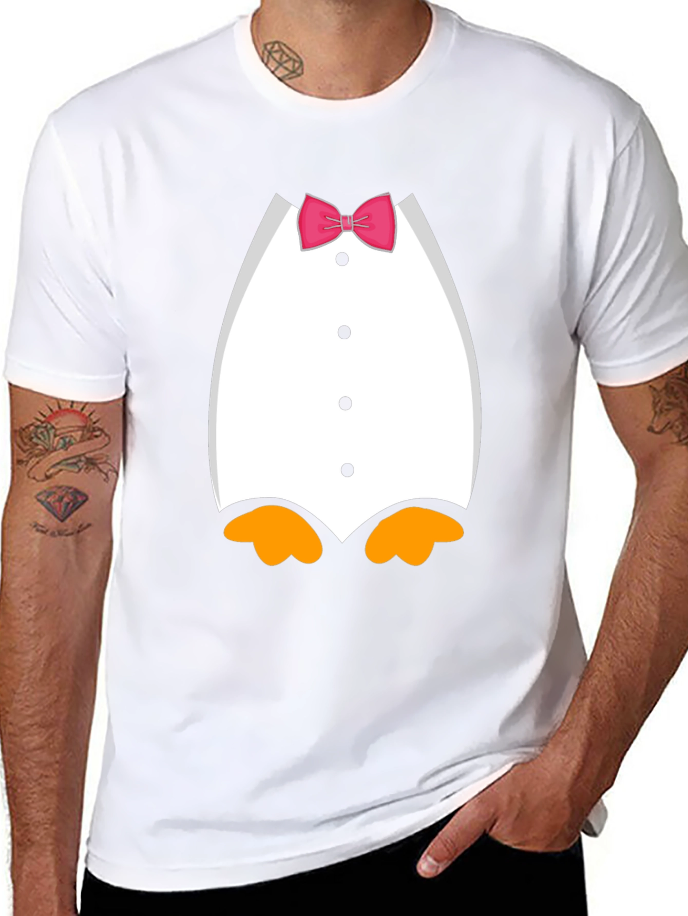 Penguin Tuxedo Bow Tie Novelty Graphic T-Shirt