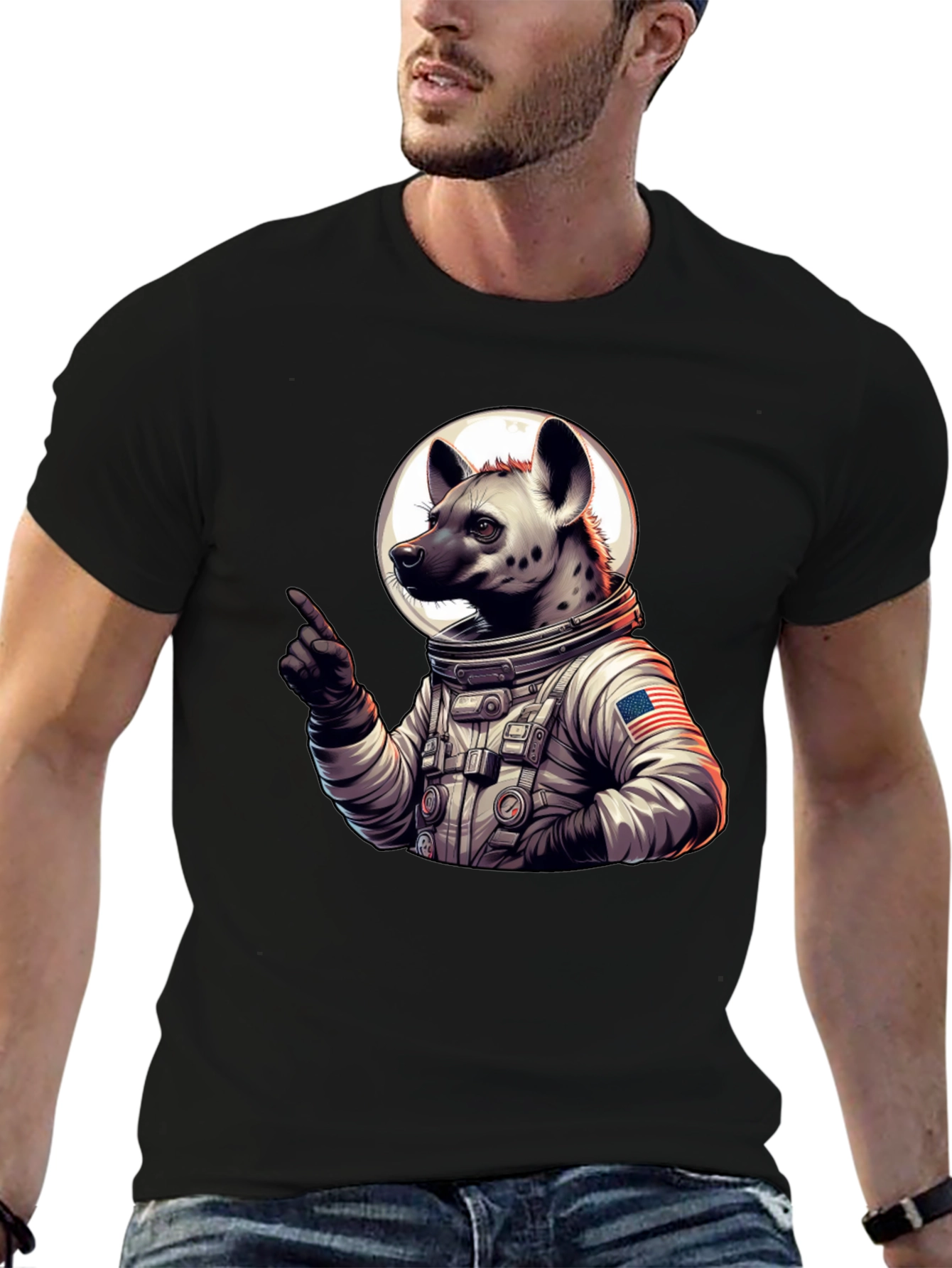 Hyena Astronaut Black T-Shirt