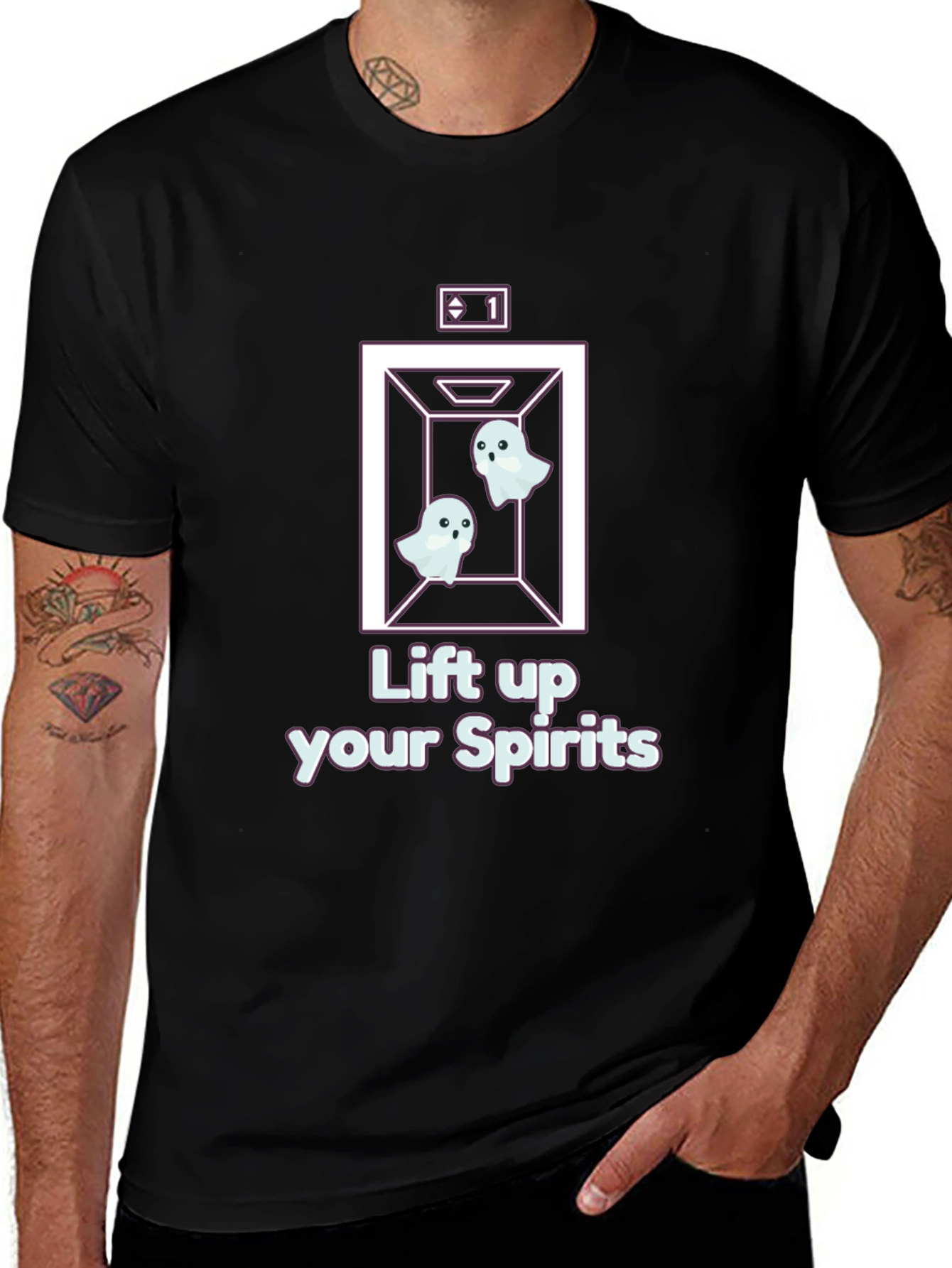 Lift Up Your Spirits Ghost Elevator T-Shirt