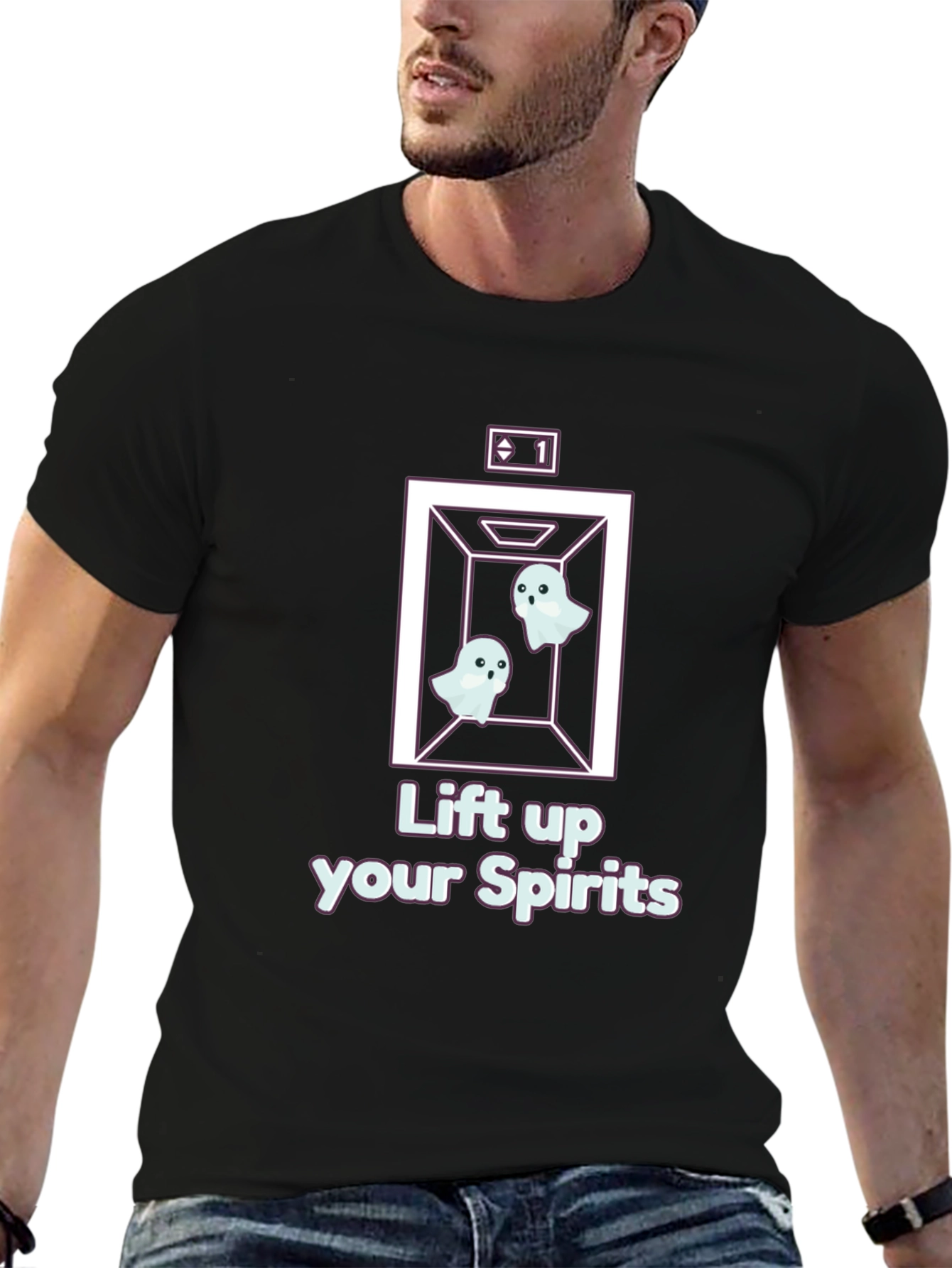 Lift Up Your Spirits Ghost Elevator T-Shirt