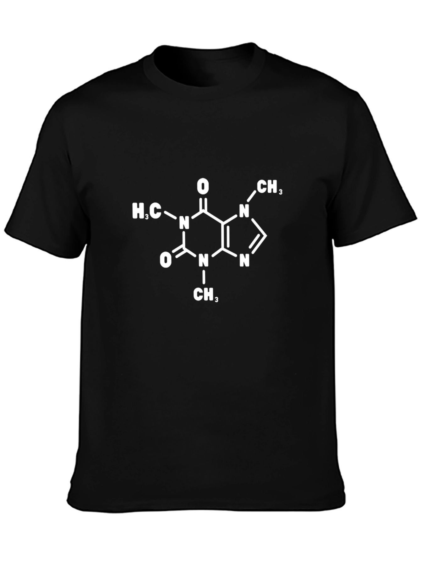 Caffeine Molecule Graphic T-Shirt - Black Cotton