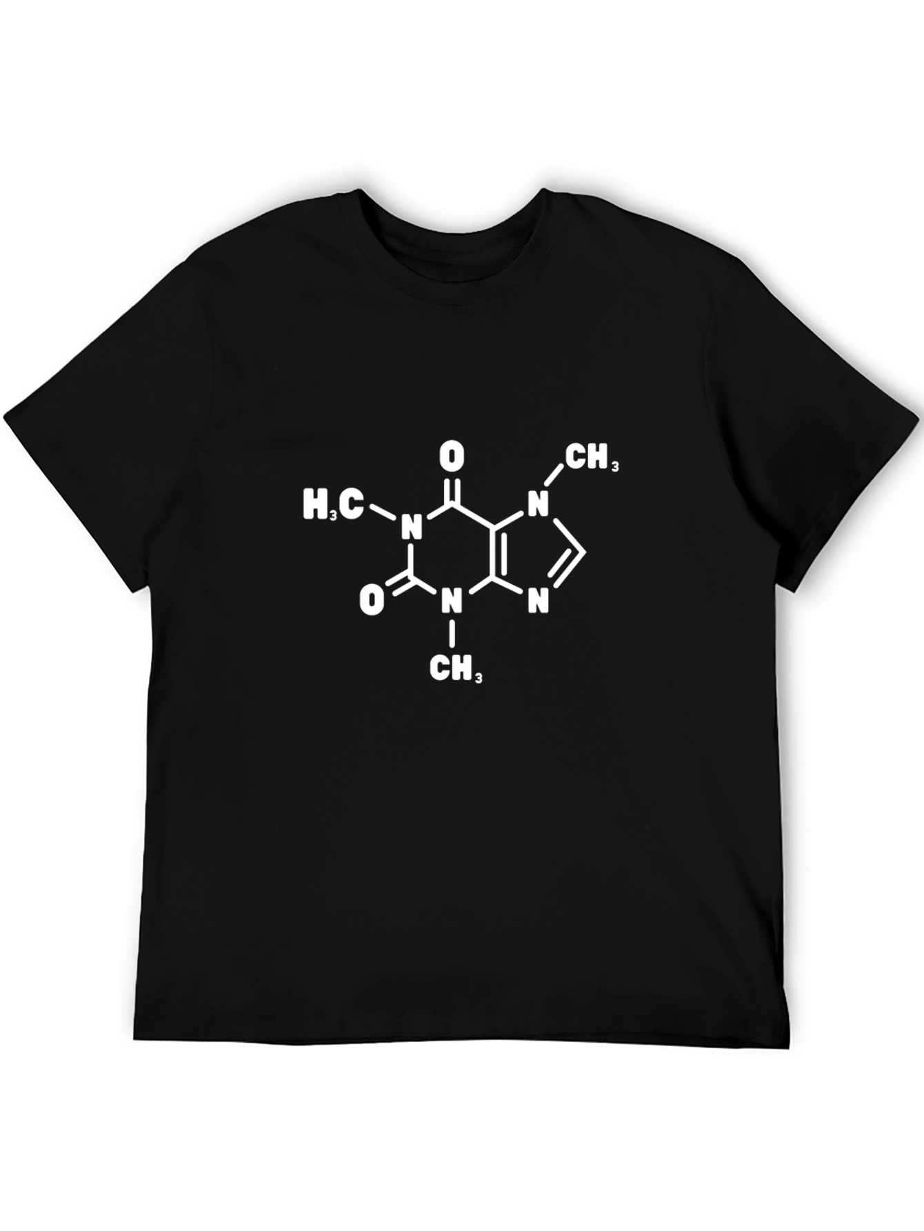 Caffeine Molecule Graphic T-Shirt - Black Cotton