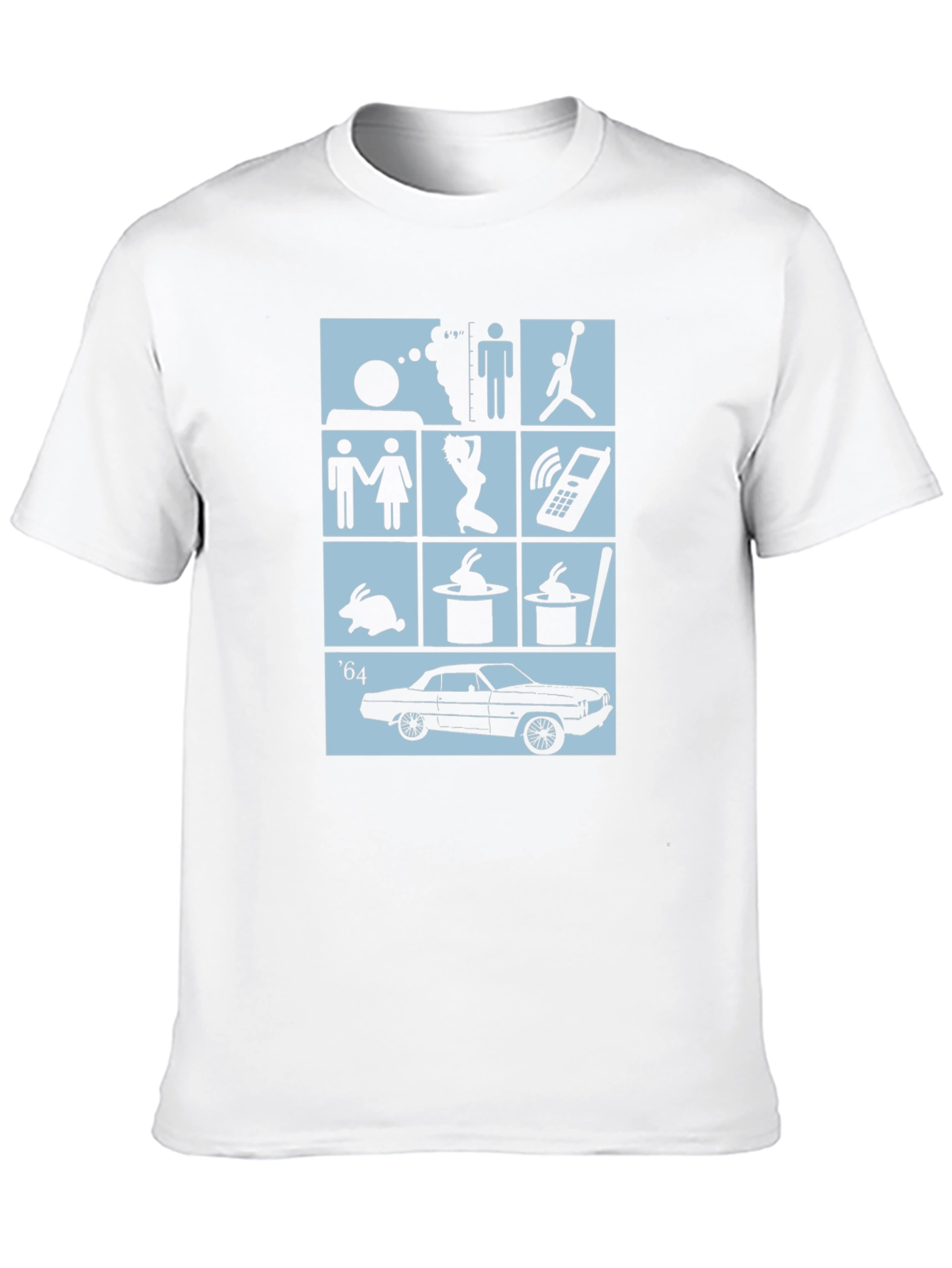 Black T-Shirt with Pop Culture Icon Grid Design