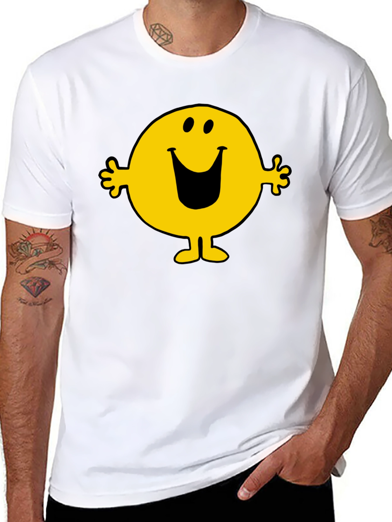 Mr. Happy Graphic Tee - Black Cotton Blend