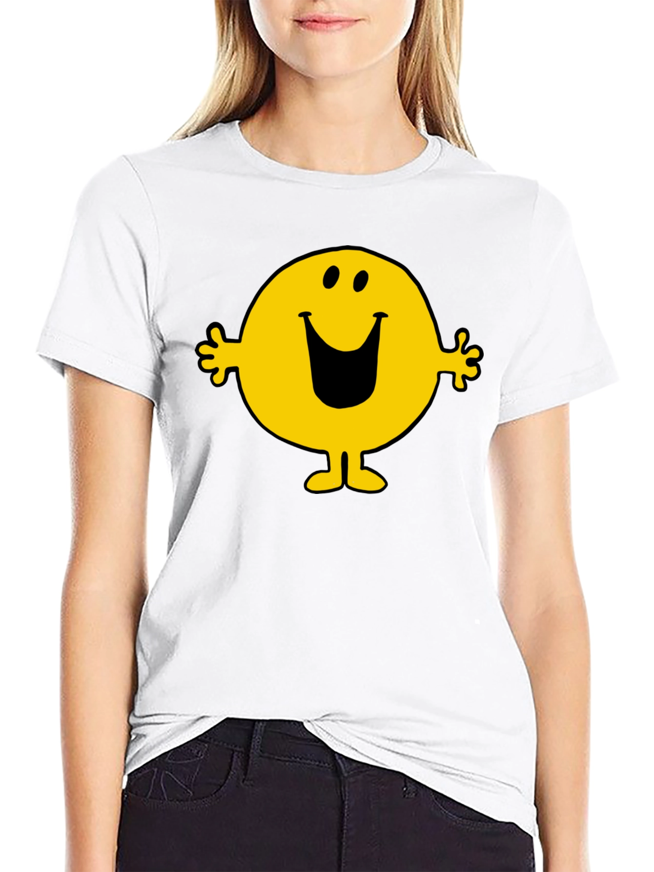 Mr. Happy Graphic Tee - Black Cotton Blend