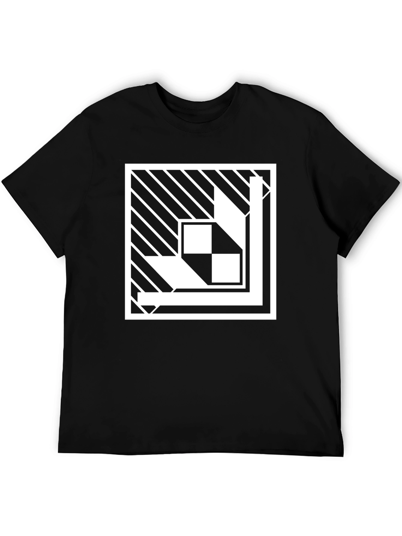 Abstract Geometric Graphic Print Black T-Shirt