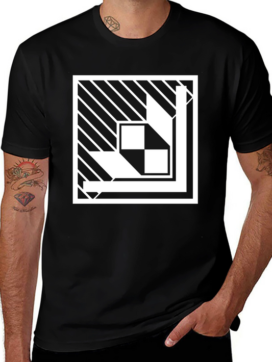 Abstract Geometric Graphic Print Black T-Shirt