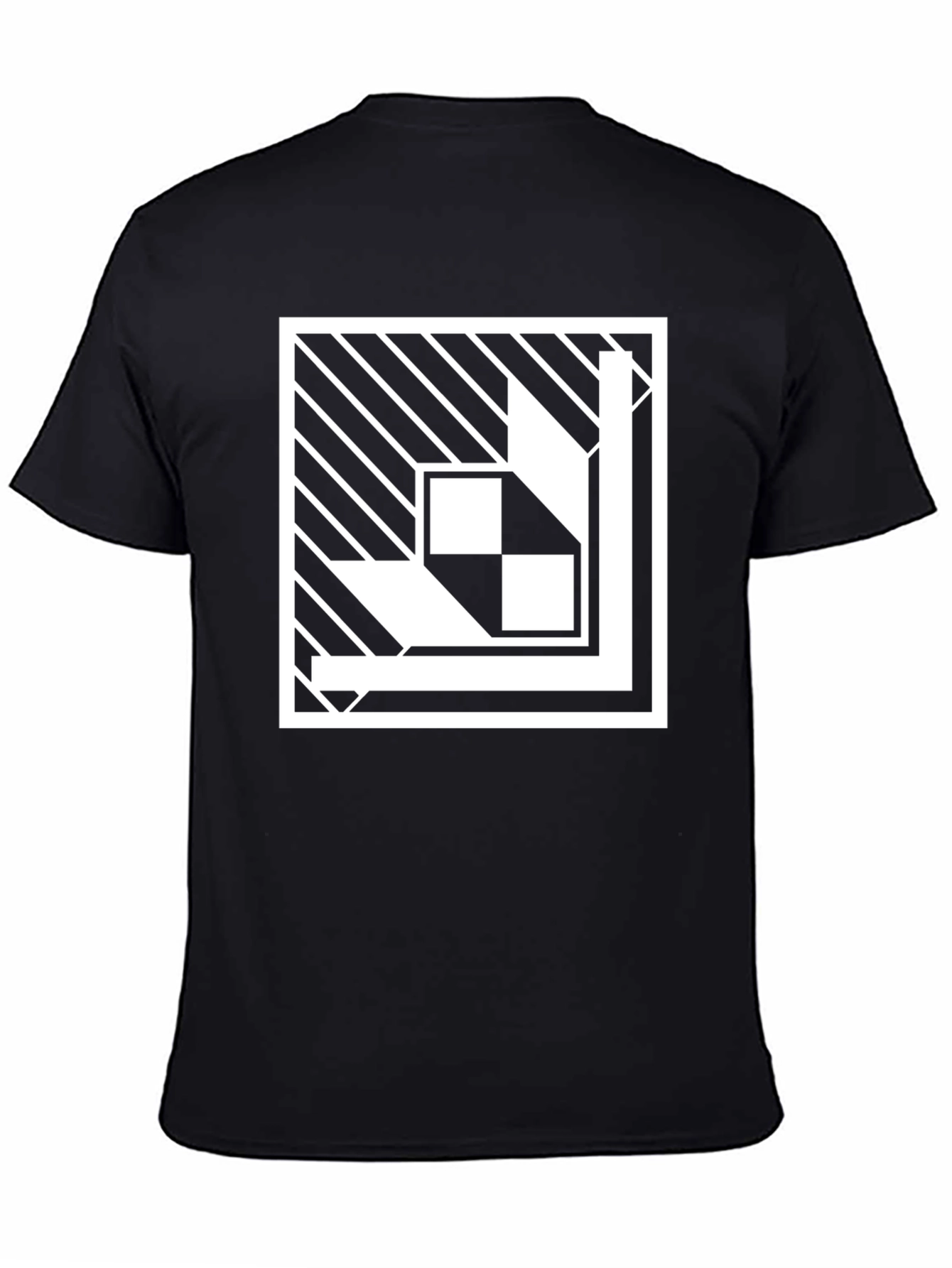 Abstract Geometric Graphic Print Black T-Shirt