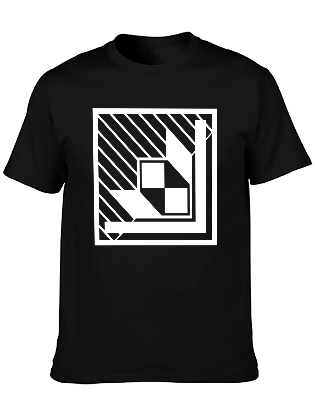 Abstract Geometric Graphic Print Black T-Shirt