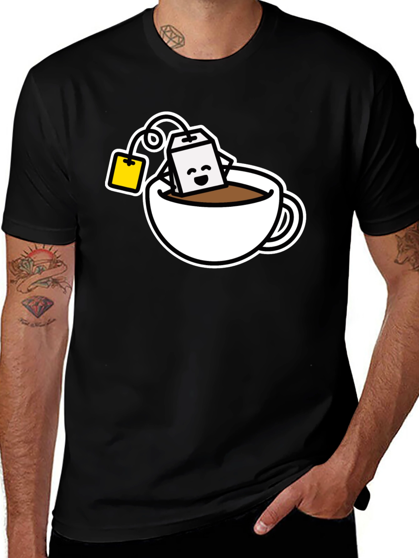 Cute Tea Time T-Shirt - Black
