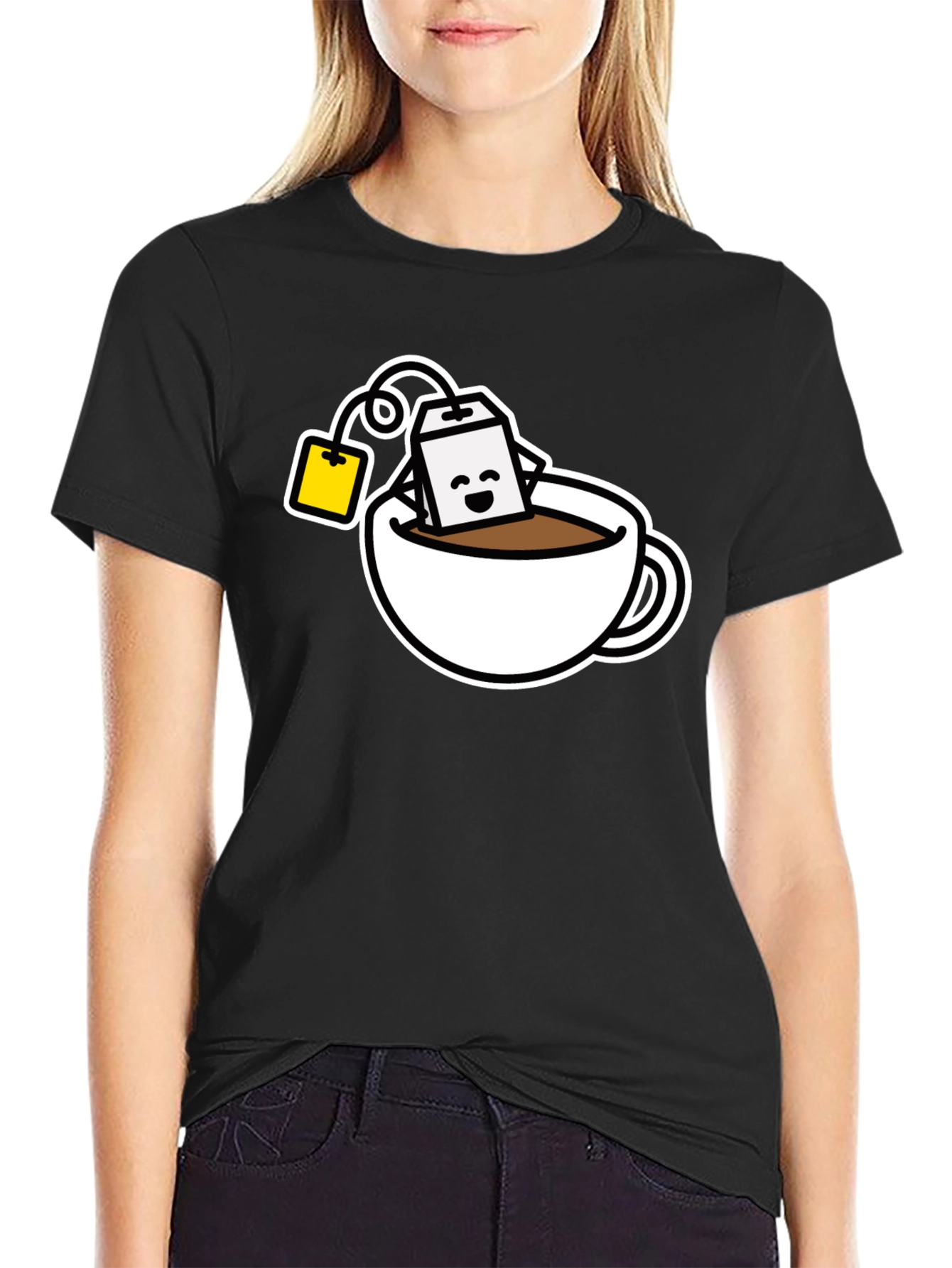 Cute Tea Time T-Shirt - Black