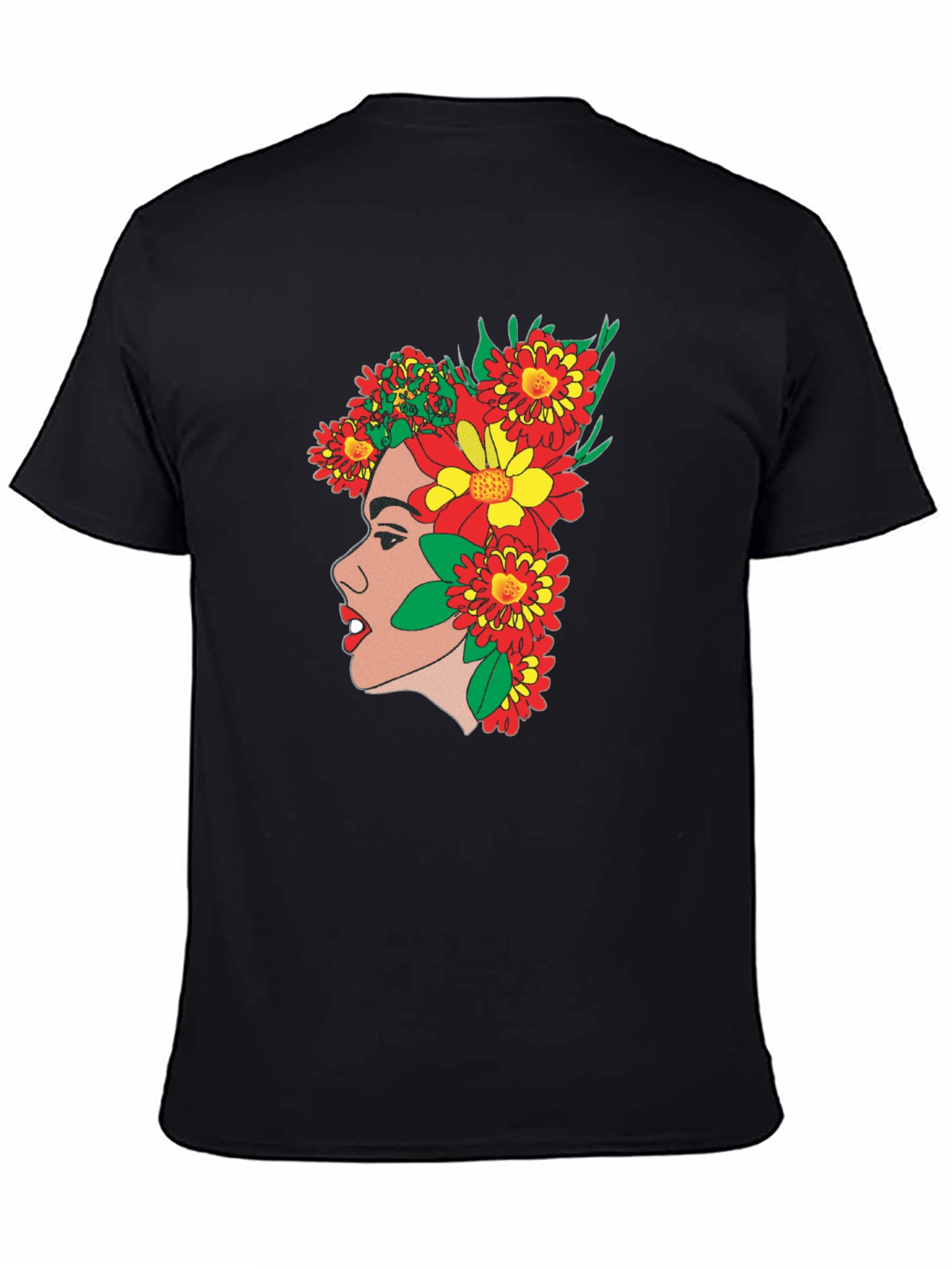 Floral Profile Tee - Artsy Graphic Print T-Shirt