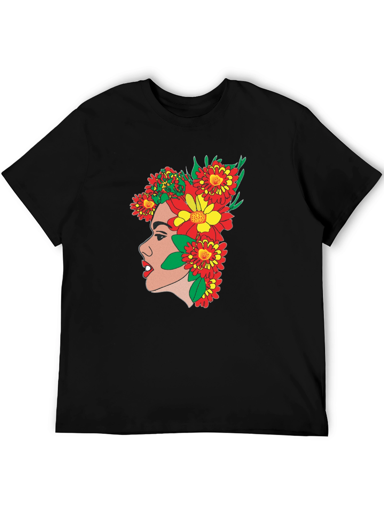 Floral Profile Tee - Artsy Graphic Print T-Shirt