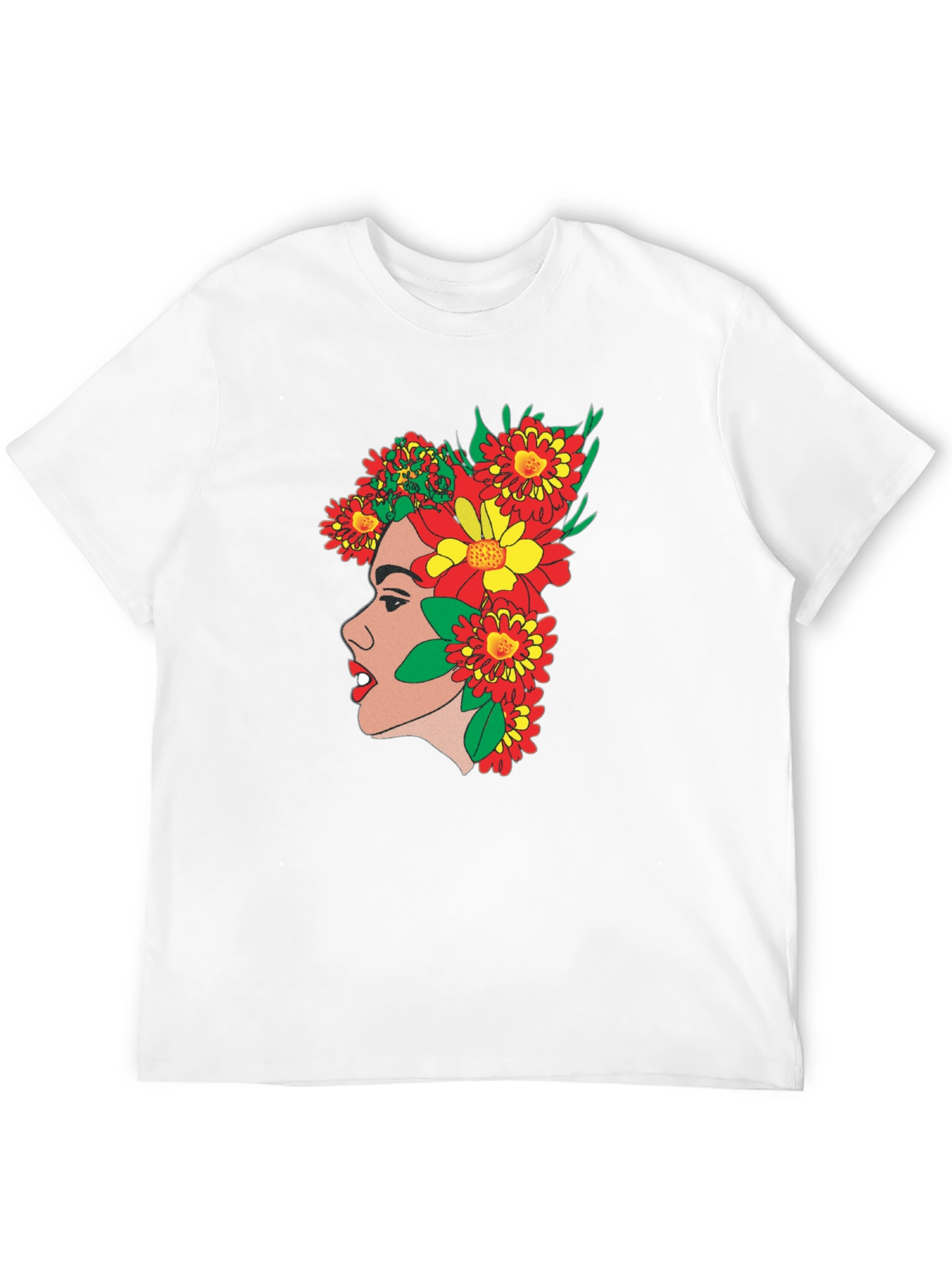 Floral Profile Tee - Artsy Graphic Print T-Shirt