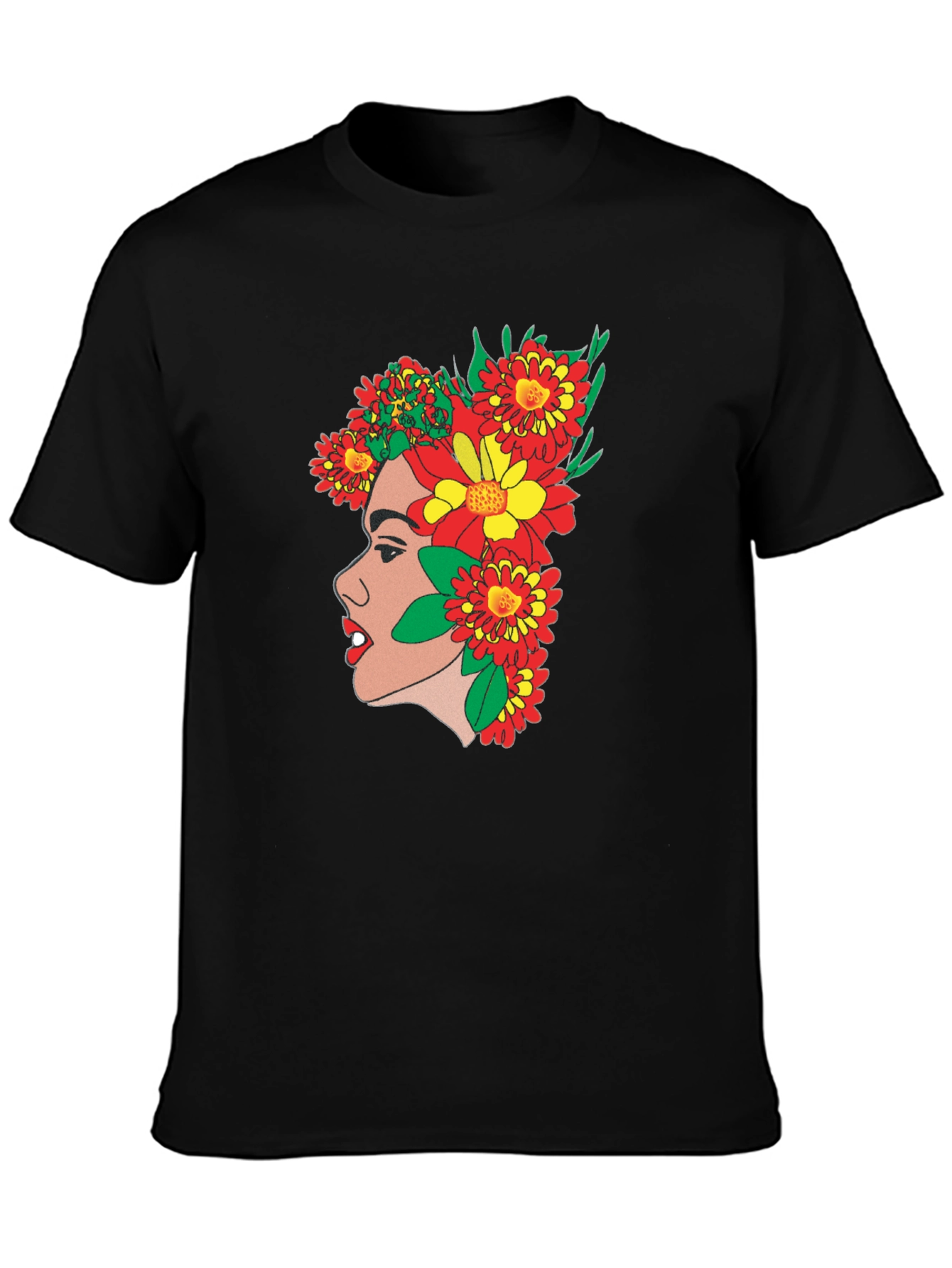 Floral Profile Tee - Artsy Graphic Print T-Shirt