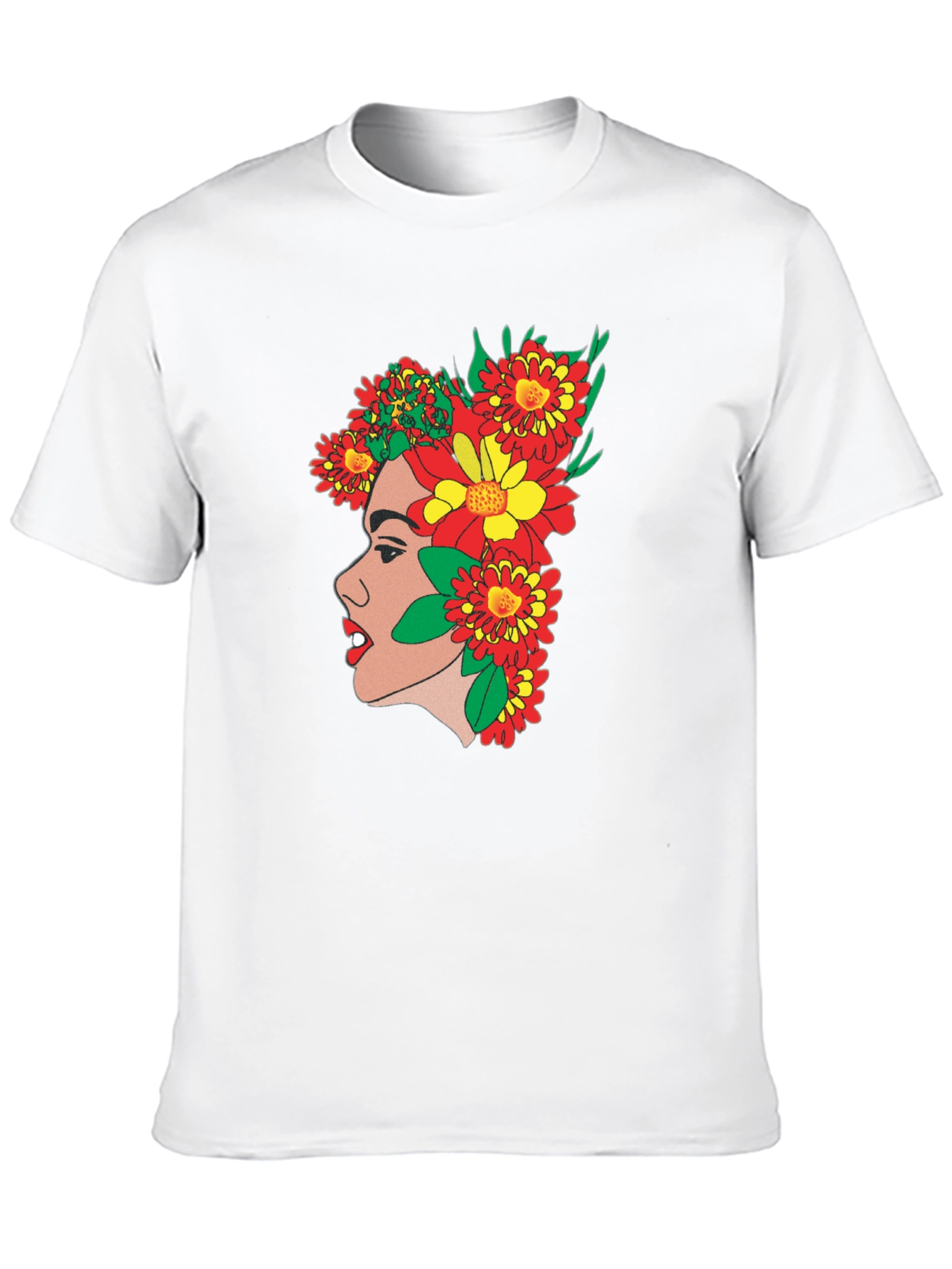 Floral Profile Tee - Artsy Graphic Print T-Shirt