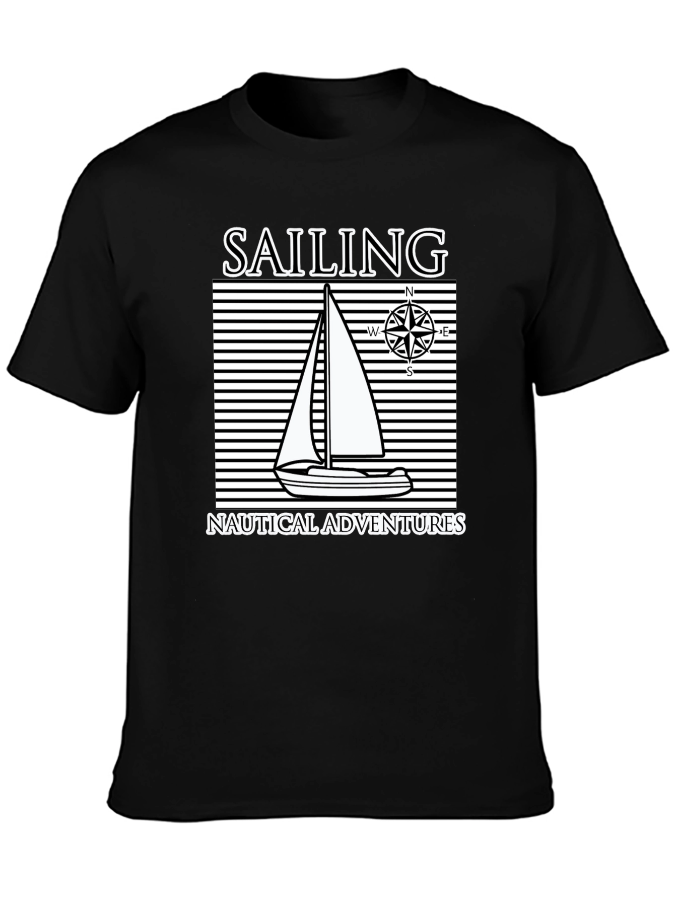 Nautical Sailing Adventure Black T-Shirt