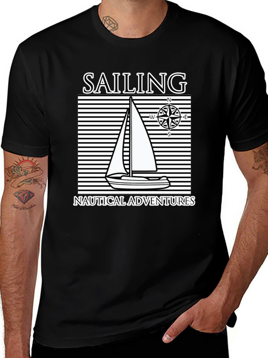 Nautical Sailing Adventure Black T-Shirt