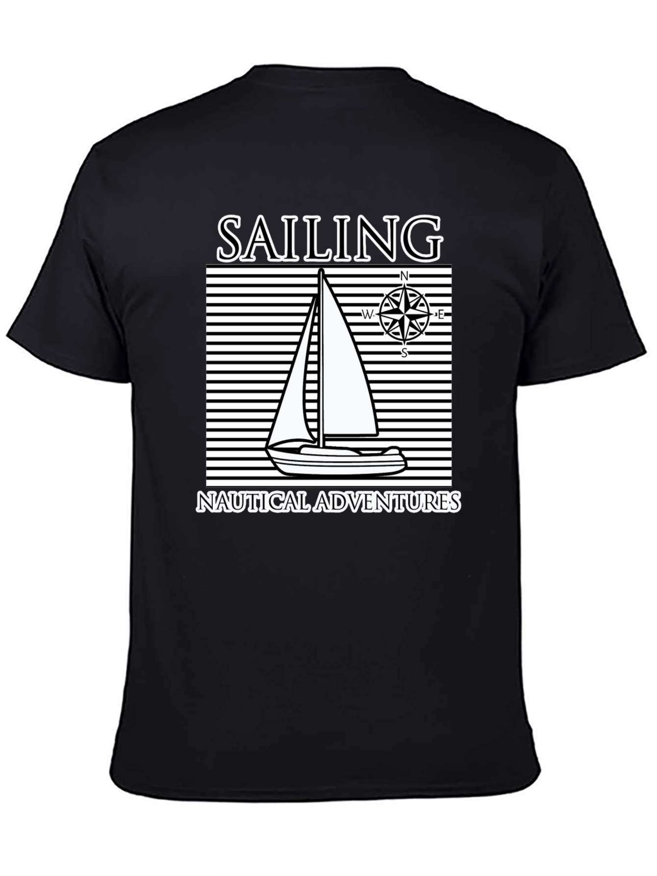 Nautical Sailing Adventure Black T-Shirt
