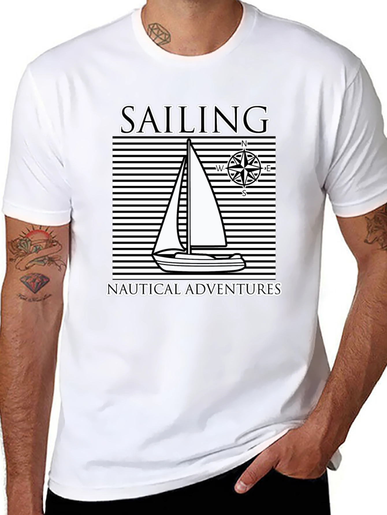 Nautical Sailing Adventure Black T-Shirt
