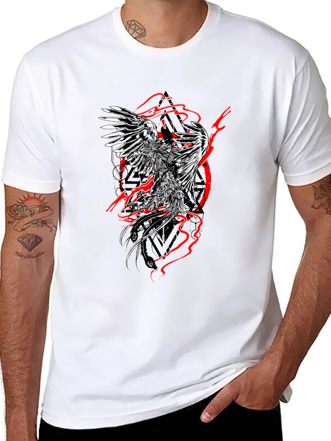 Phoenix Graphic Print Black T-Shirt