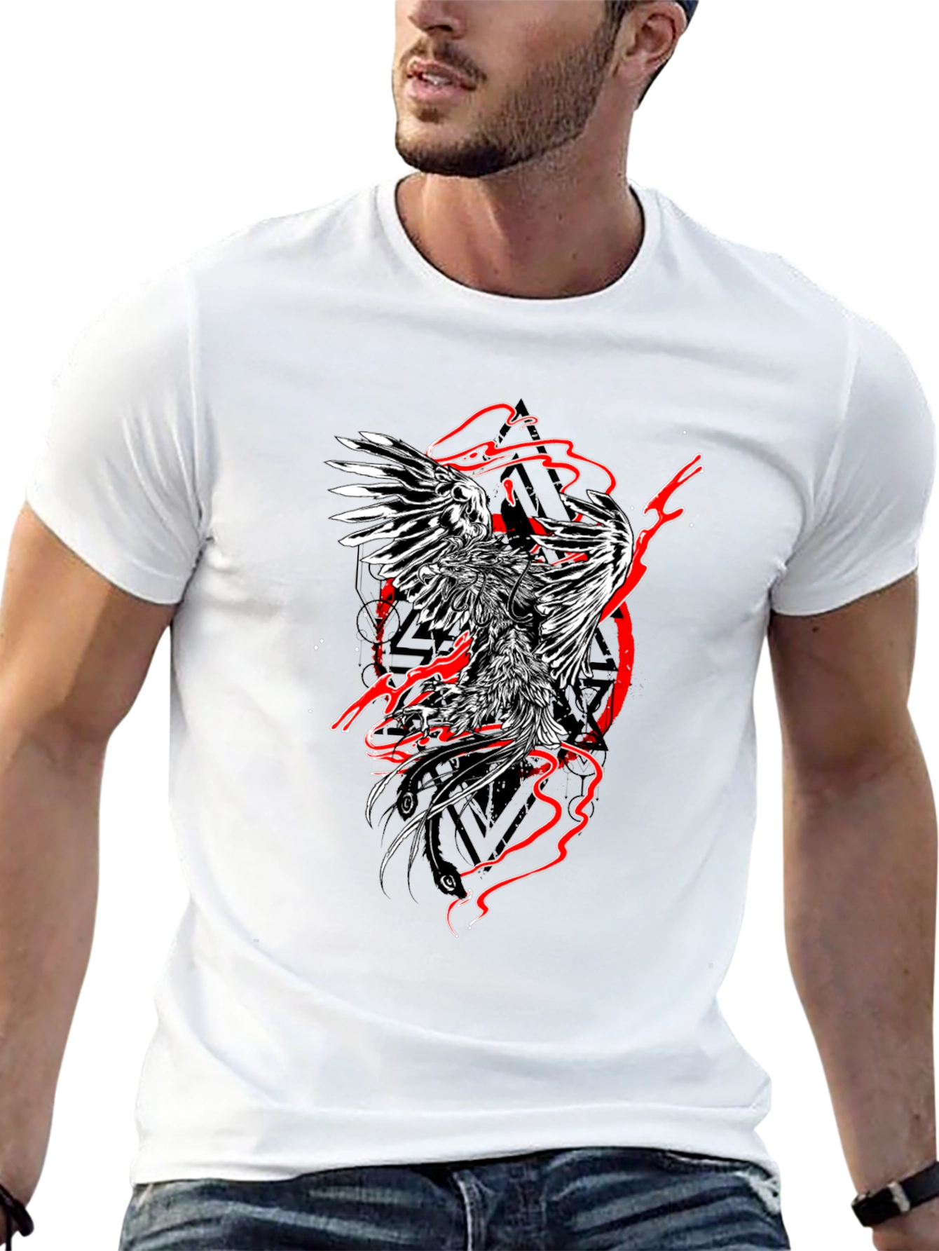 Phoenix Graphic Print Black T-Shirt