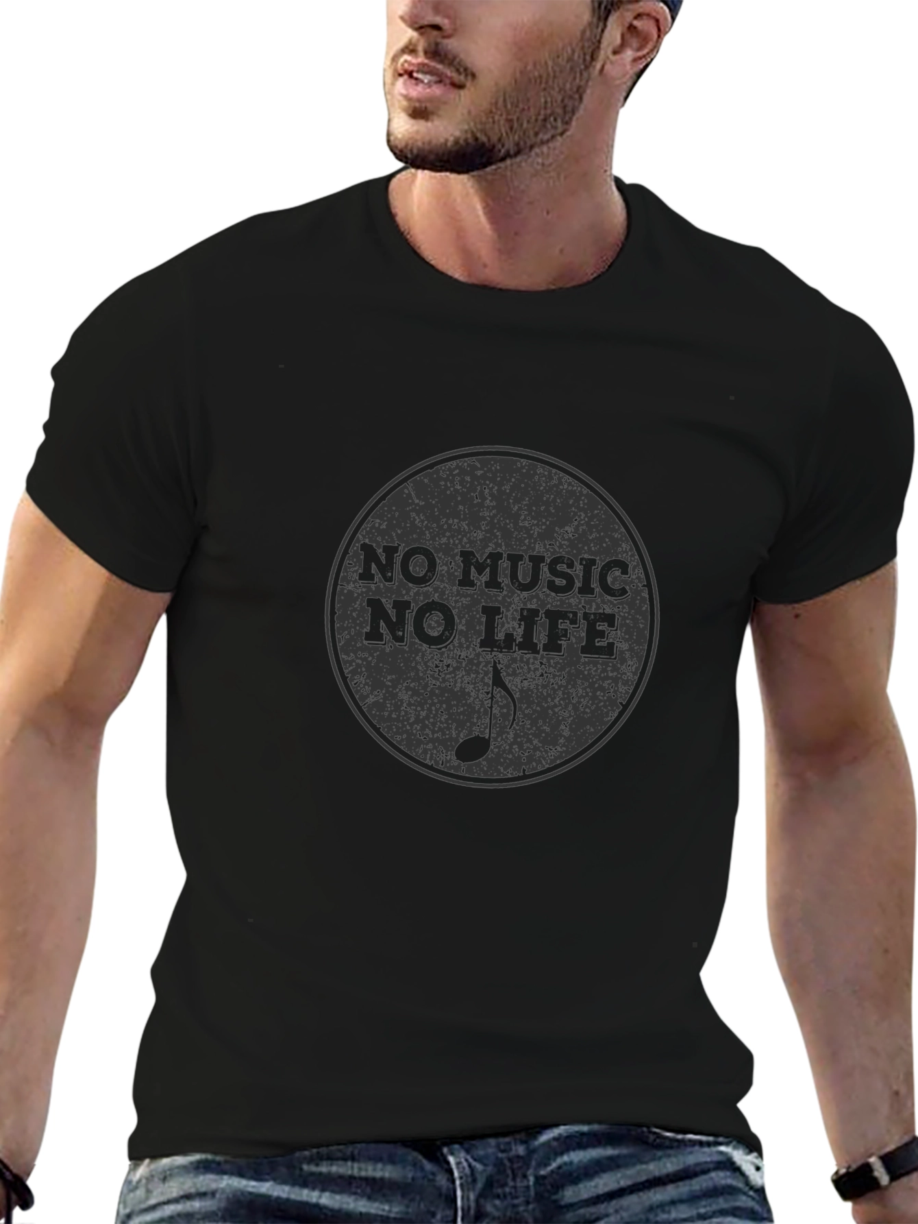 No Music No Life Black T-Shirt