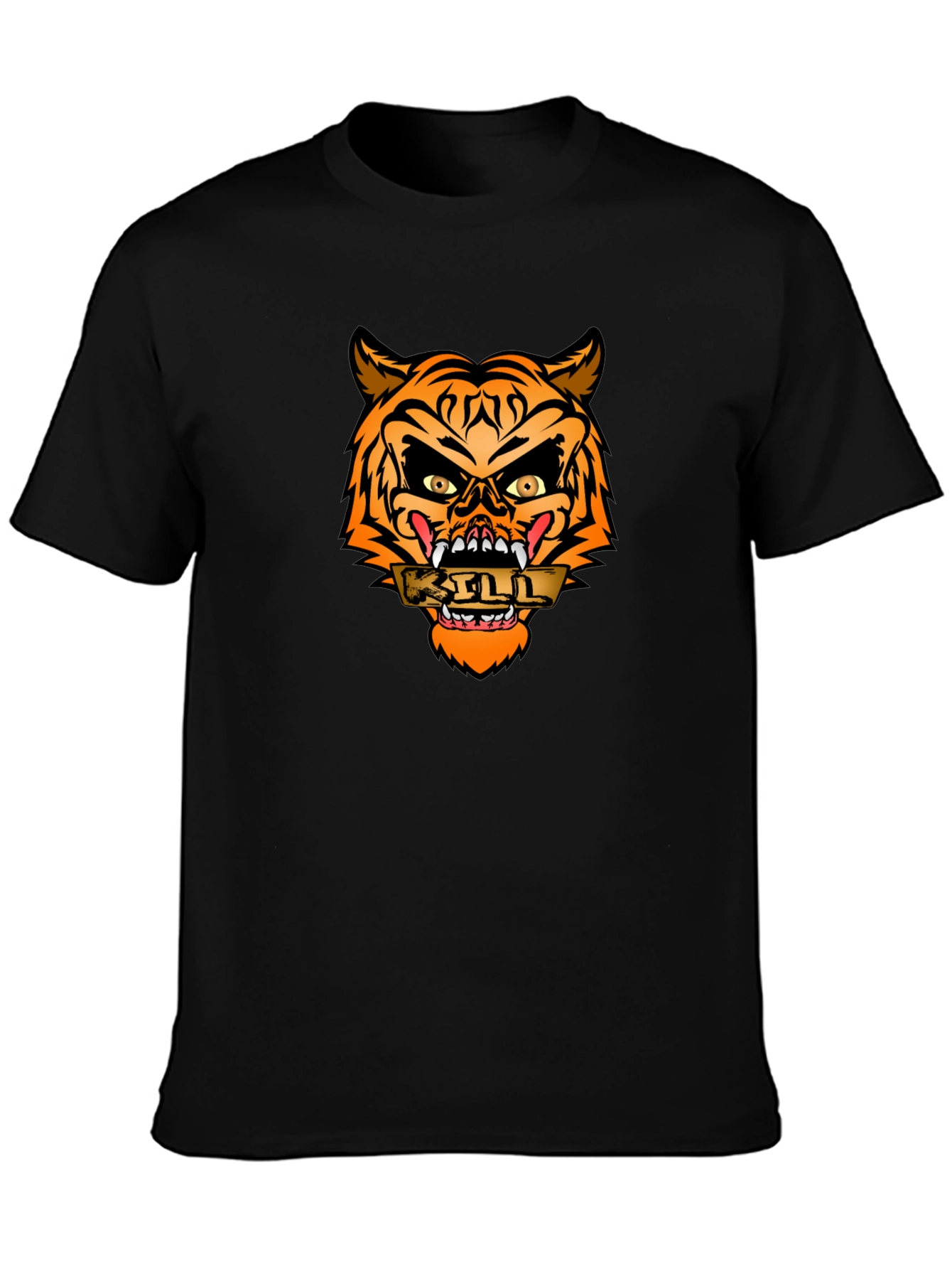 Edgy Tiger Graphic Tee - Mens Black T-Shirt