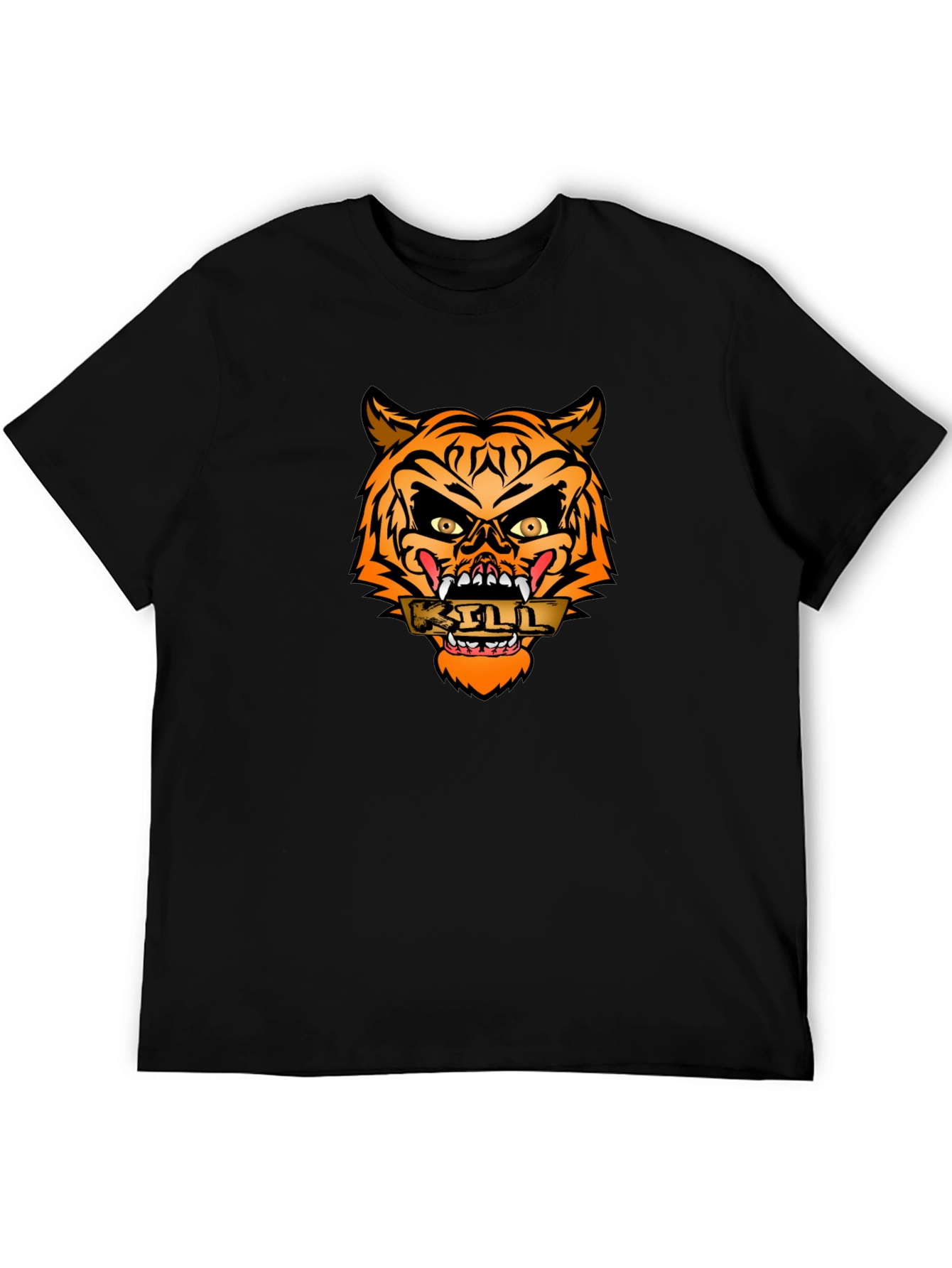 Edgy Tiger Graphic Tee - Mens Black T-Shirt