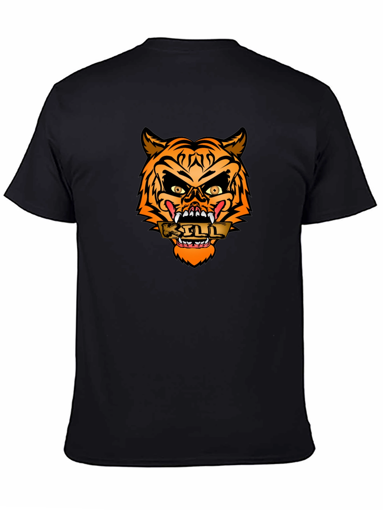 Edgy Tiger Graphic Tee - Mens Black T-Shirt
