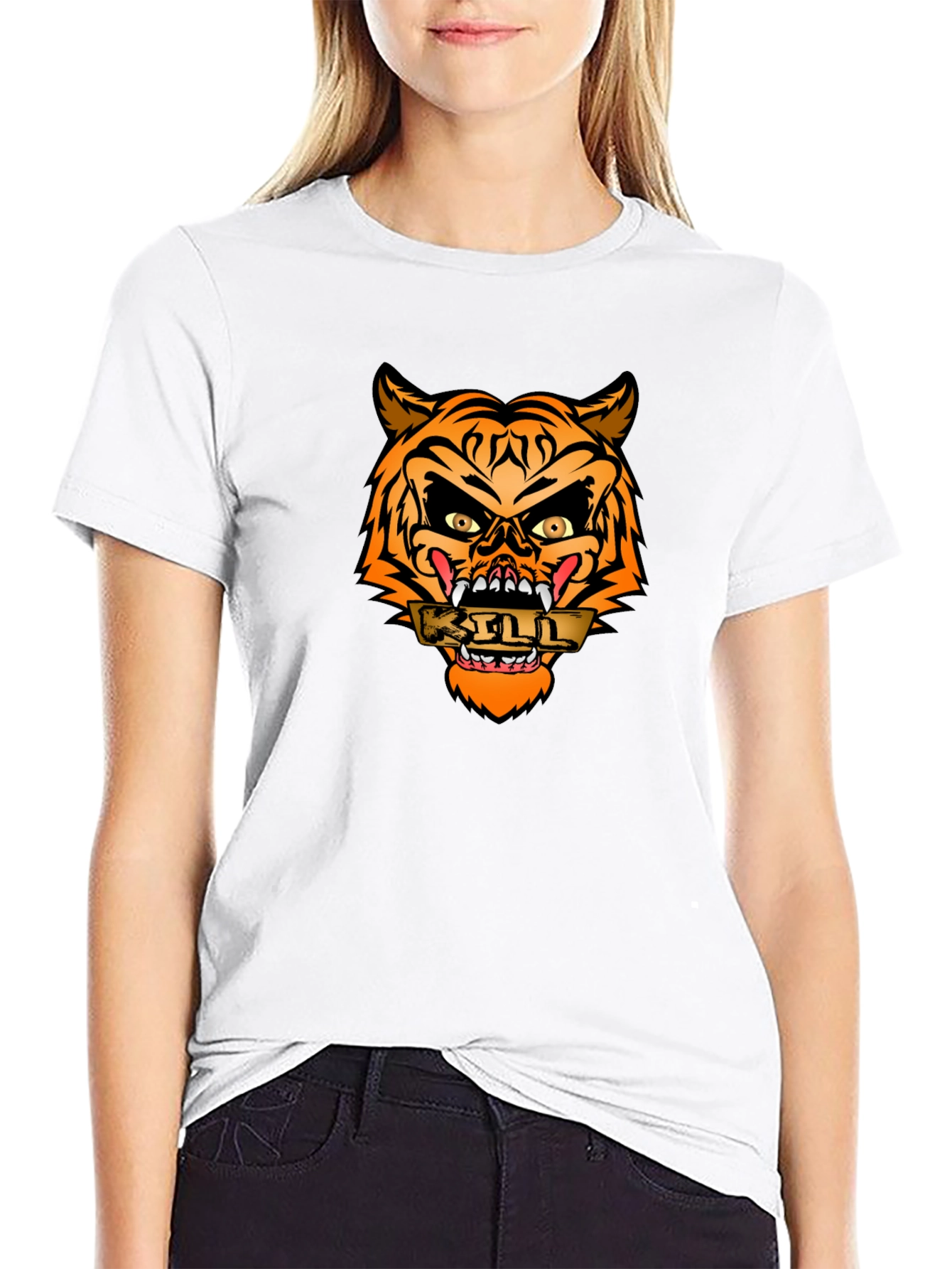 Edgy Tiger Graphic Tee - Mens Black T-Shirt