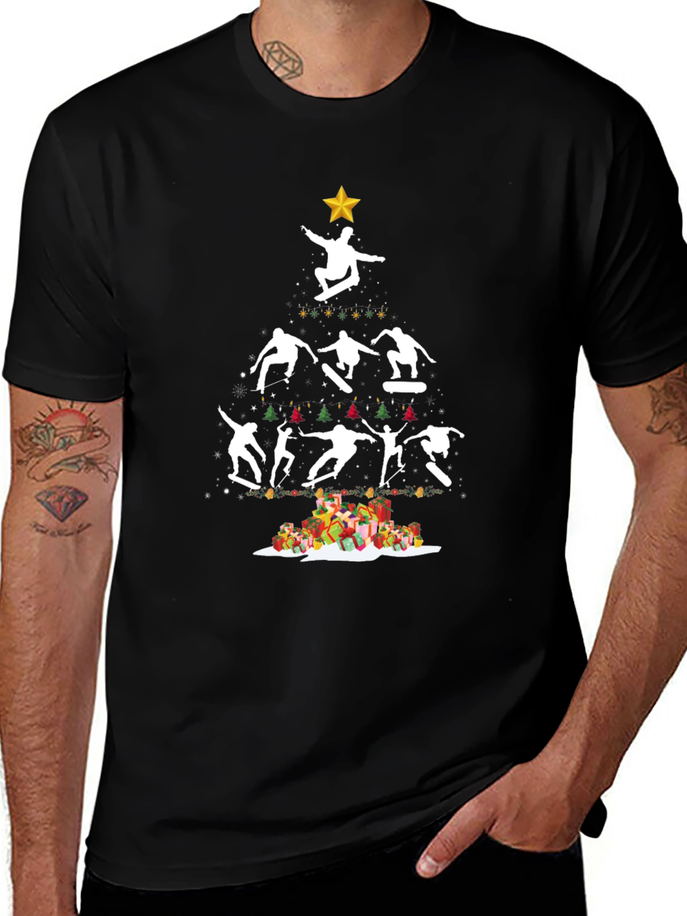 Skateboarding Christmas Tree T-Shirt