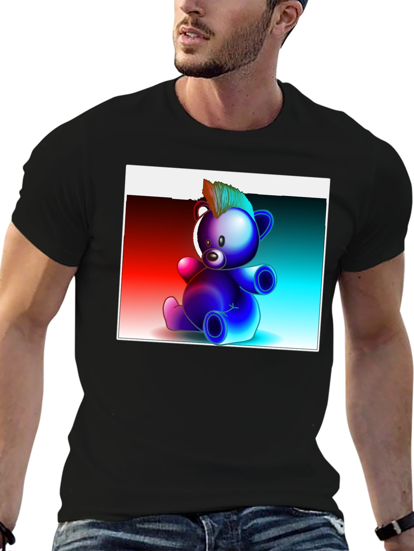 Cool Graphic Bear T-Shirt - Black