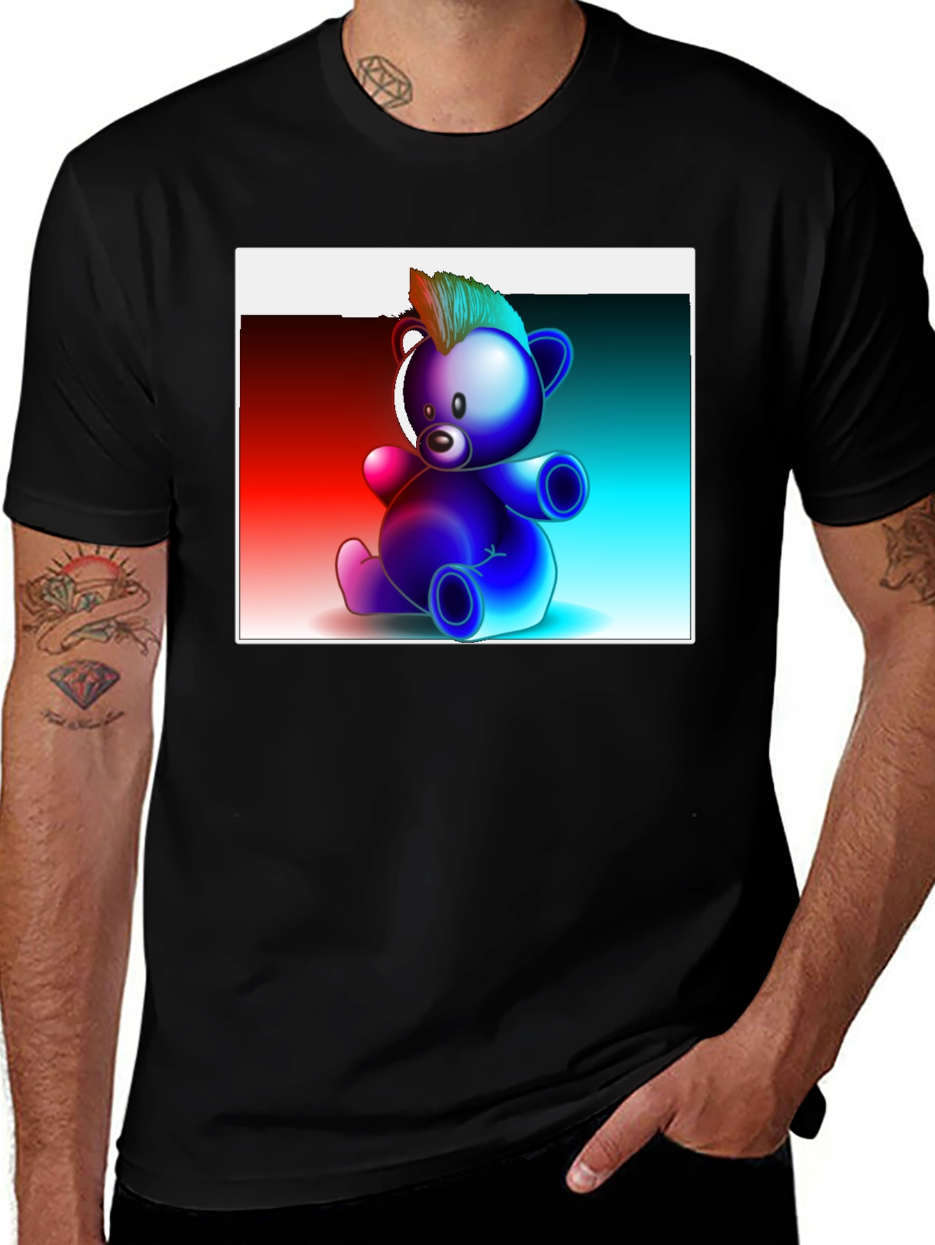 Cool Graphic Bear T-Shirt - Black