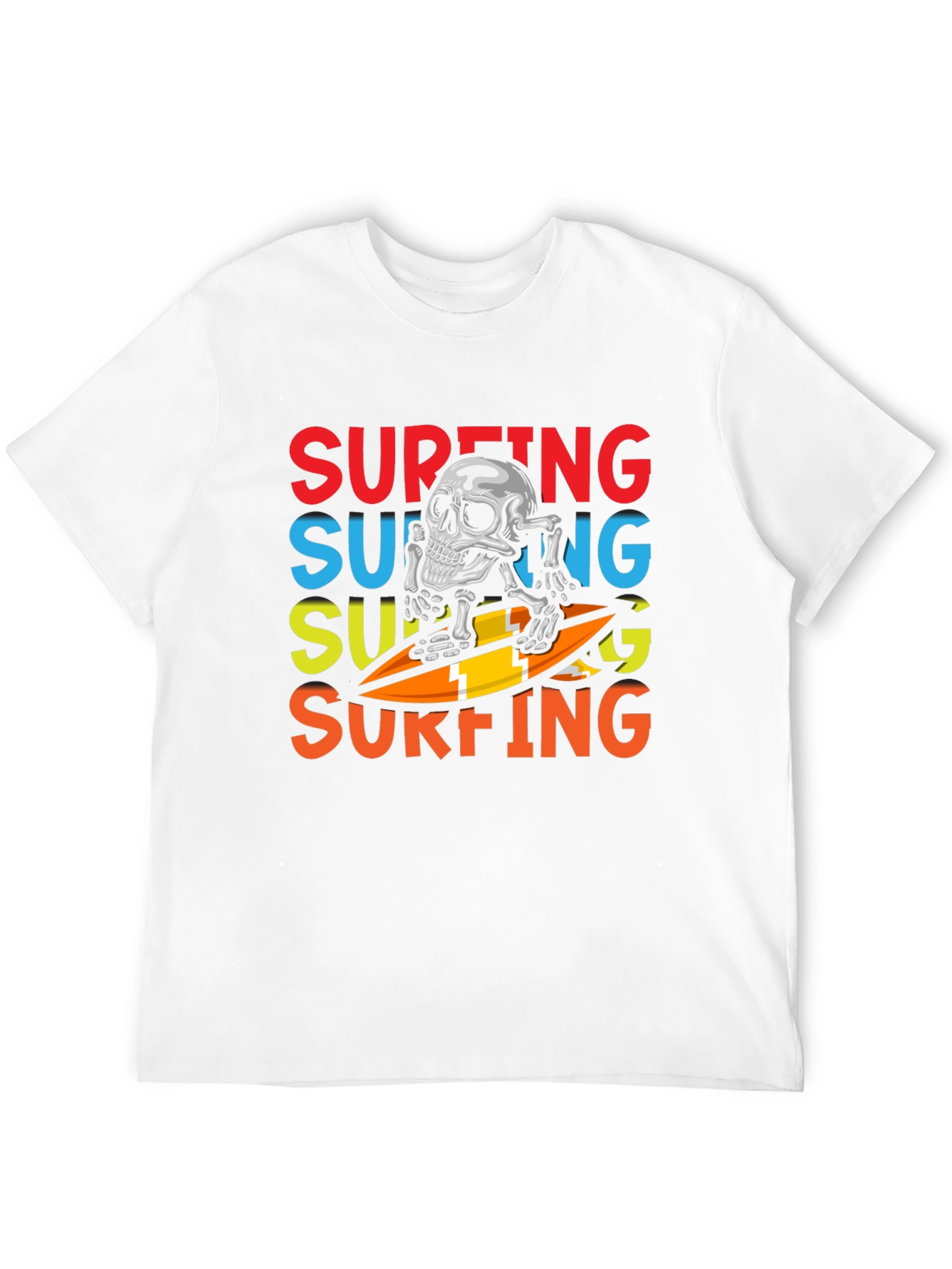 Surfing Skeleton Graphic Tee - Black