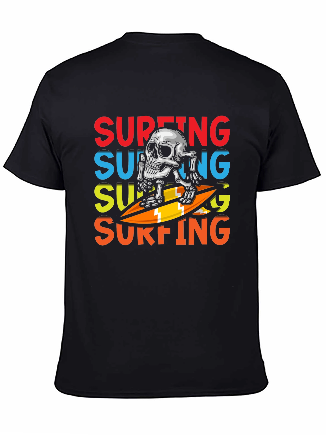Surfing Skeleton Graphic Tee - Black