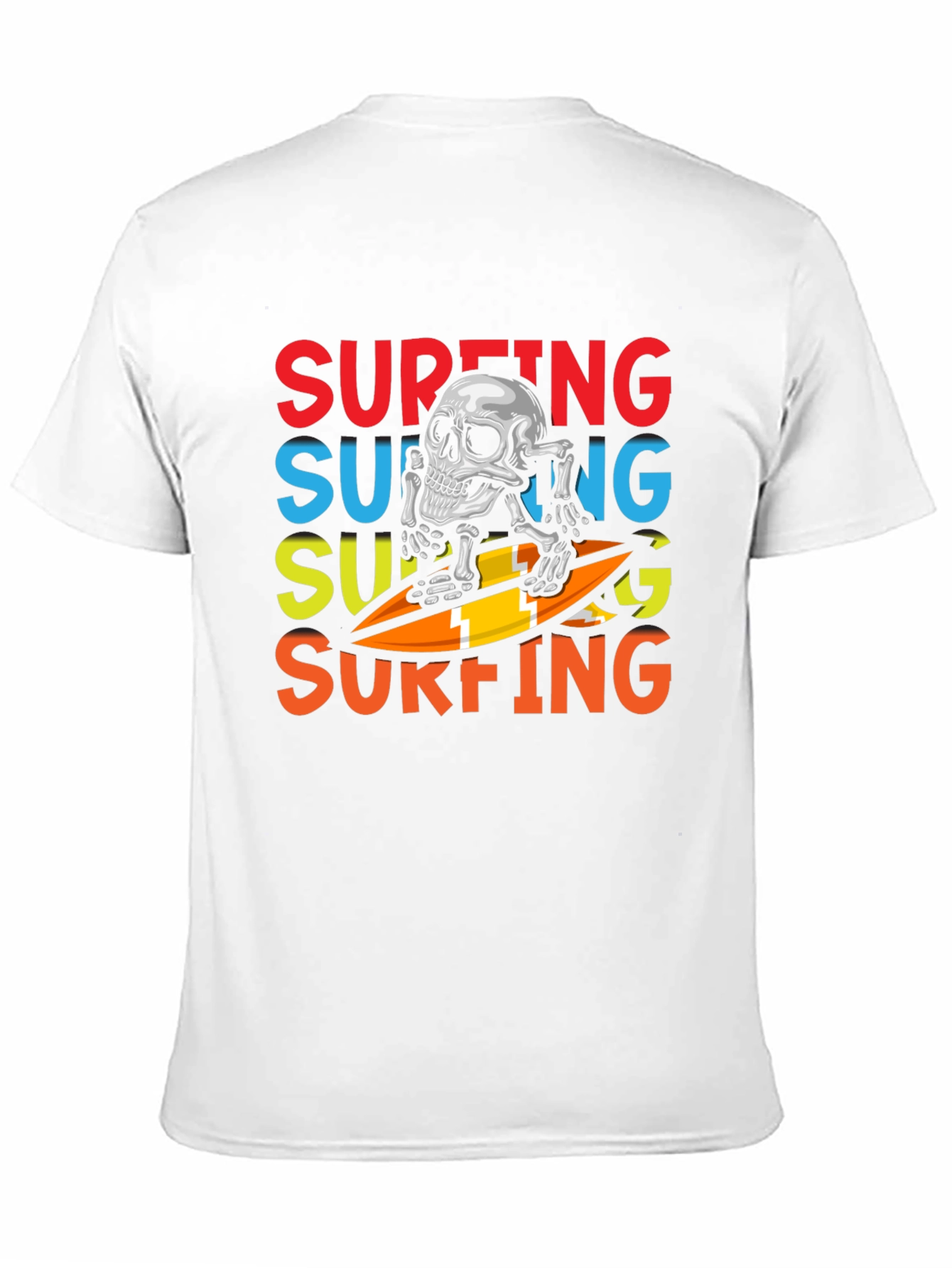 Surfing Skeleton Graphic Tee - Black