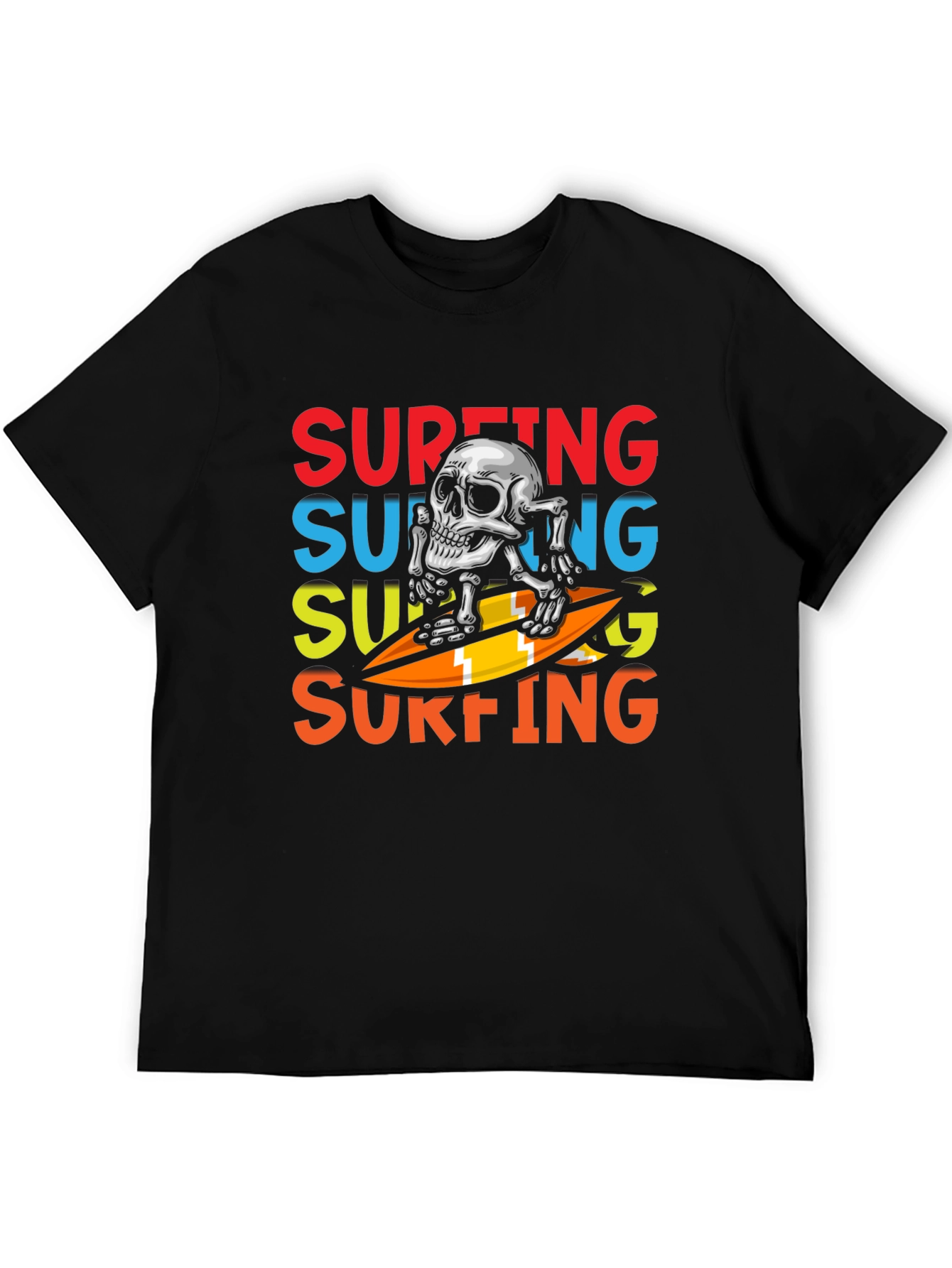 Surfing Skeleton Graphic Tee - Black