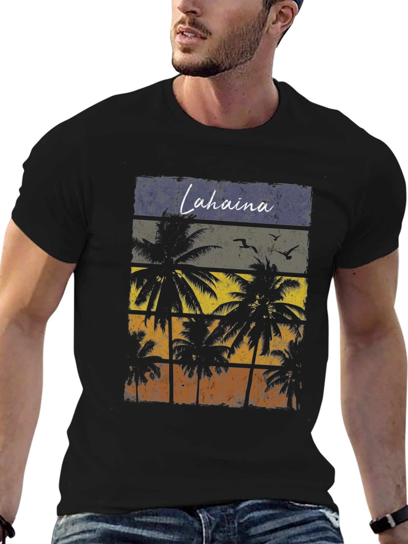 Lahaina Palm Tree Graphic T-Shirt - Retro Beach Design