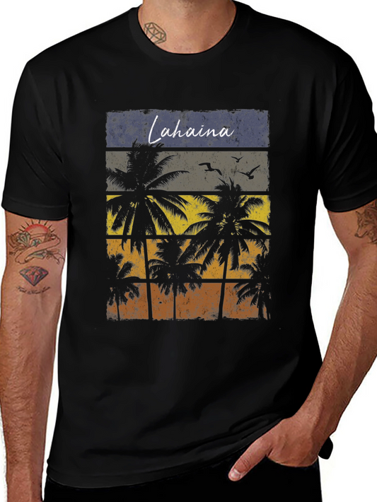 Lahaina Palm Tree Graphic T-Shirt - Retro Beach Design