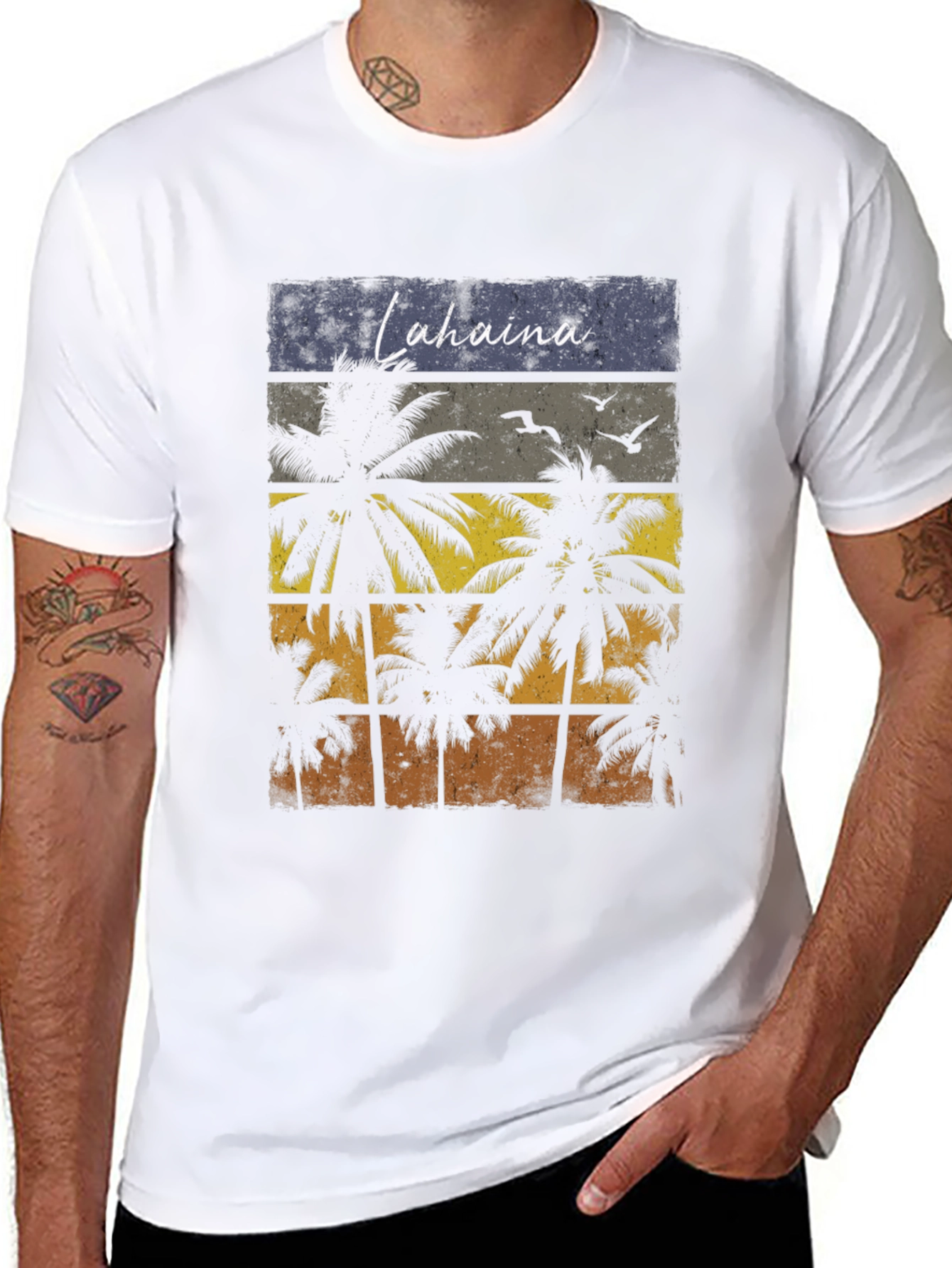 Lahaina Palm Tree Graphic T-Shirt - Retro Beach Design