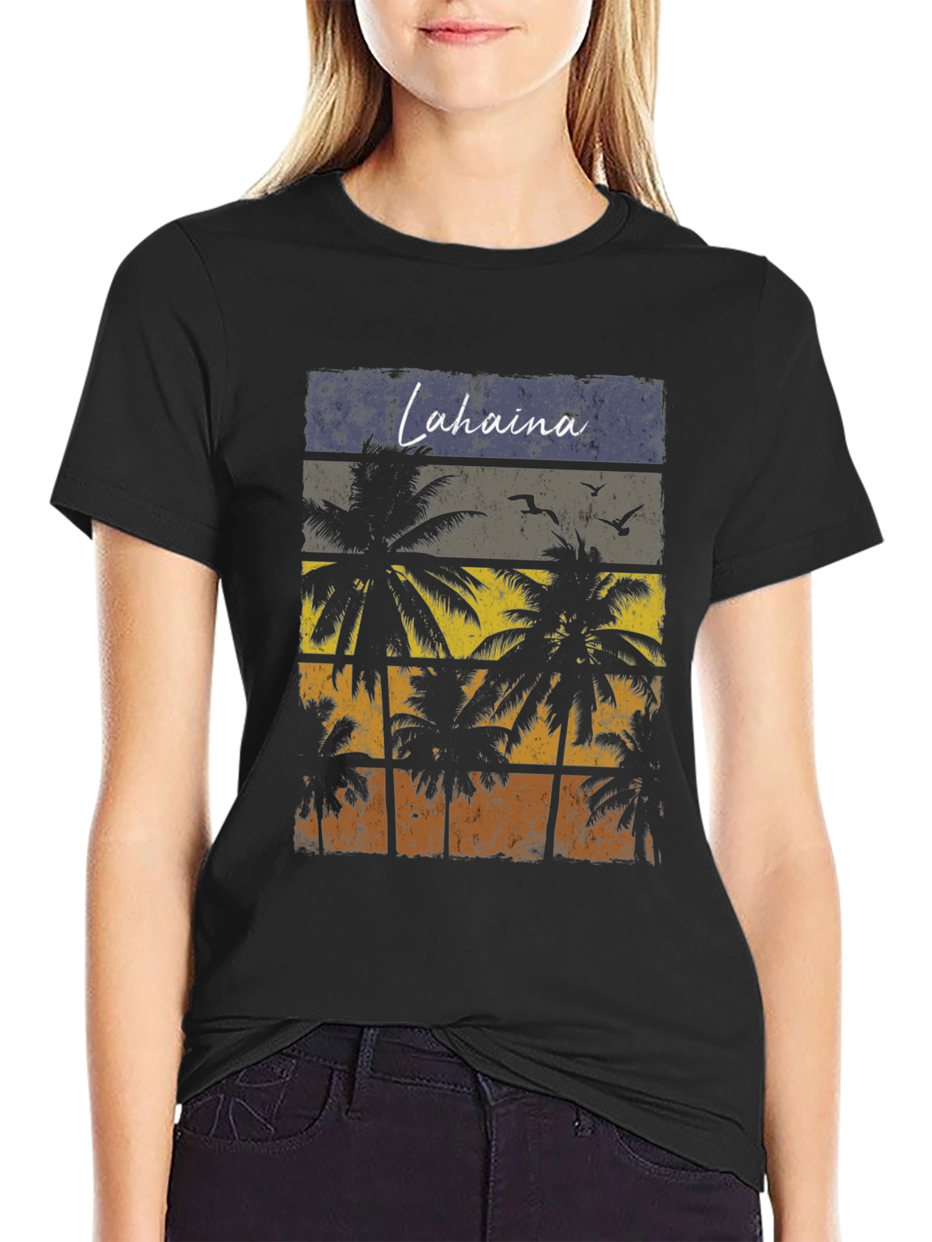 Lahaina Palm Tree Graphic T-Shirt - Retro Beach Design