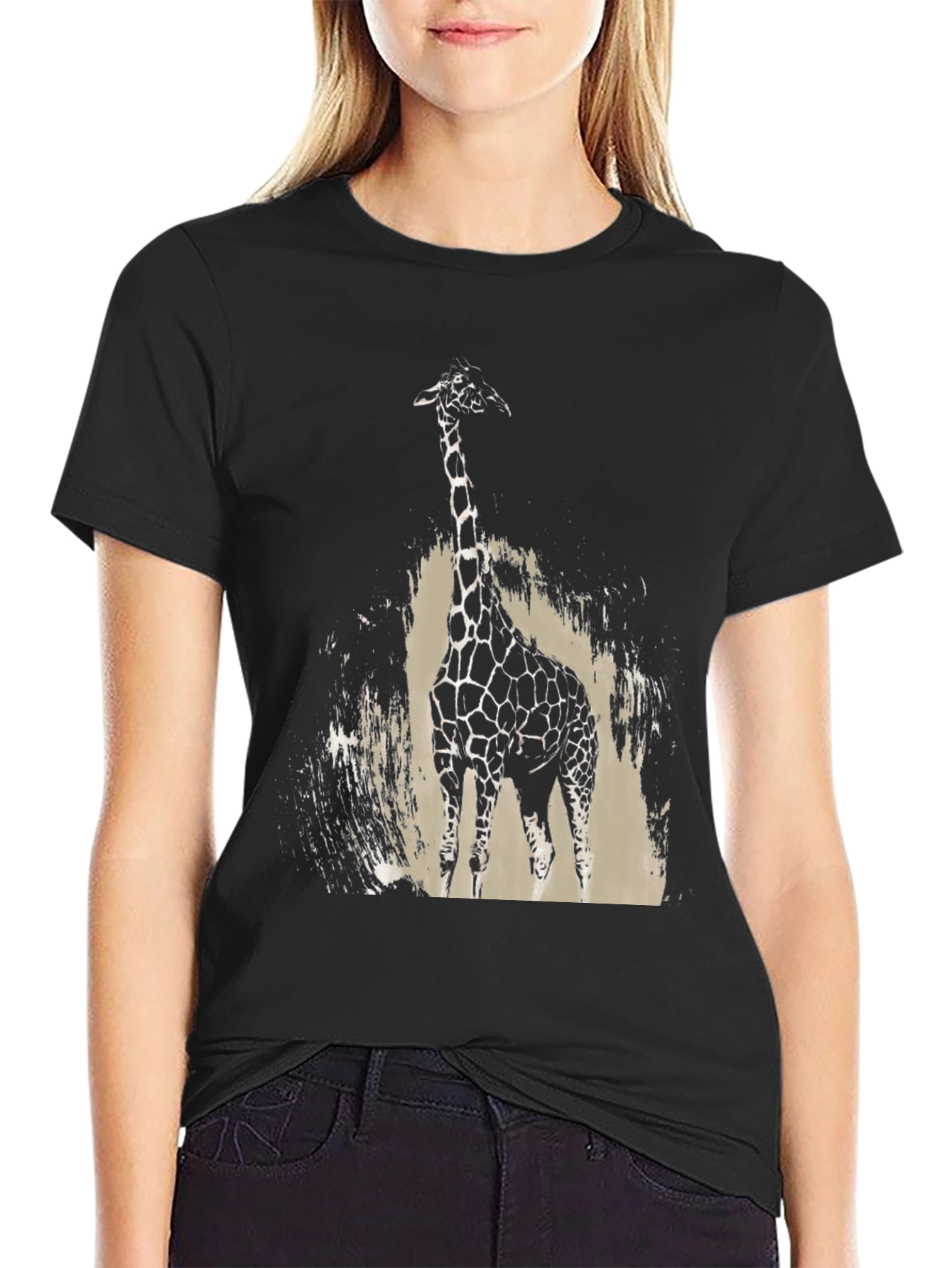 Giraffe Graphic Tee - Stylish Mens Black T-Shirt
