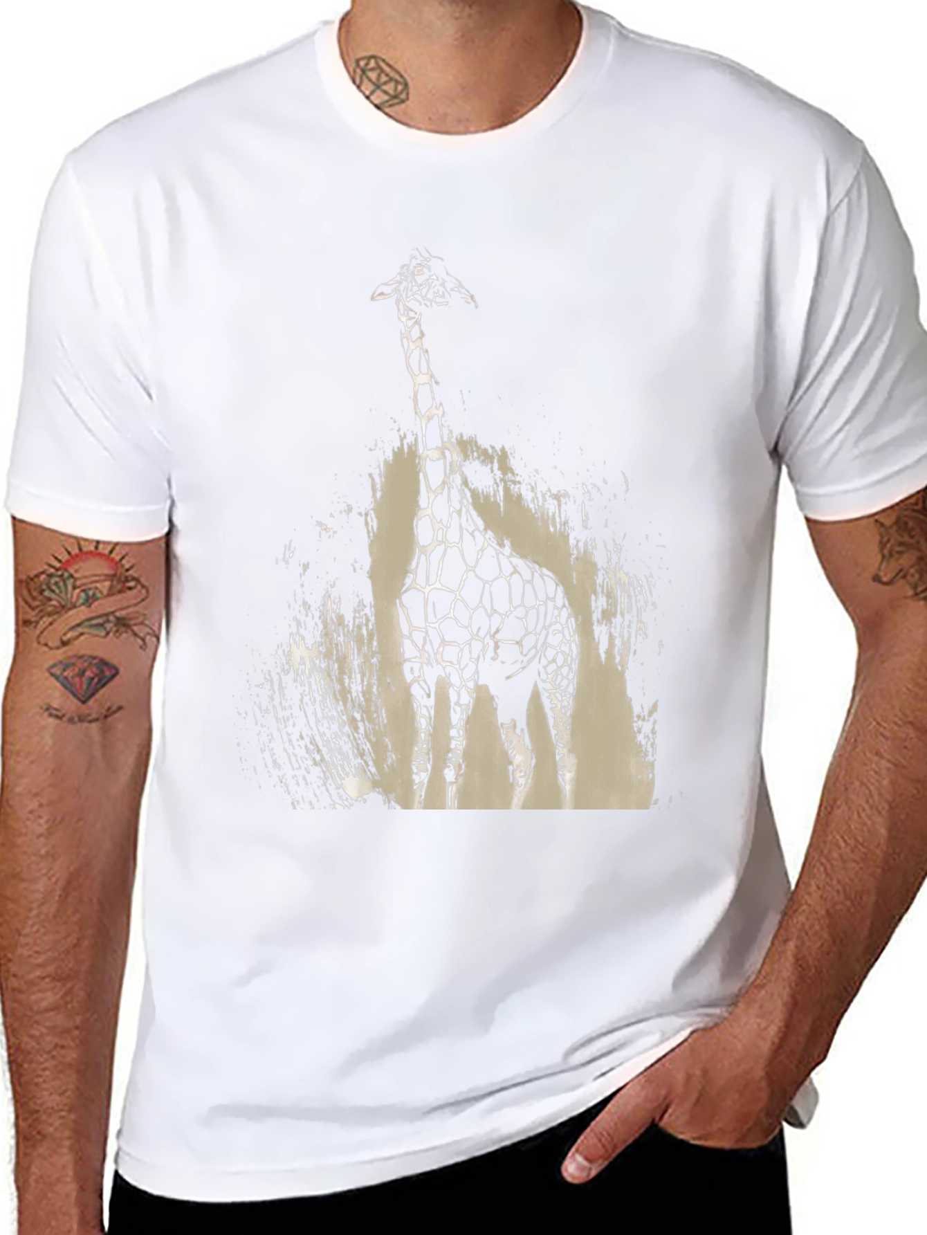 Giraffe Graphic Tee - Stylish Mens Black T-Shirt