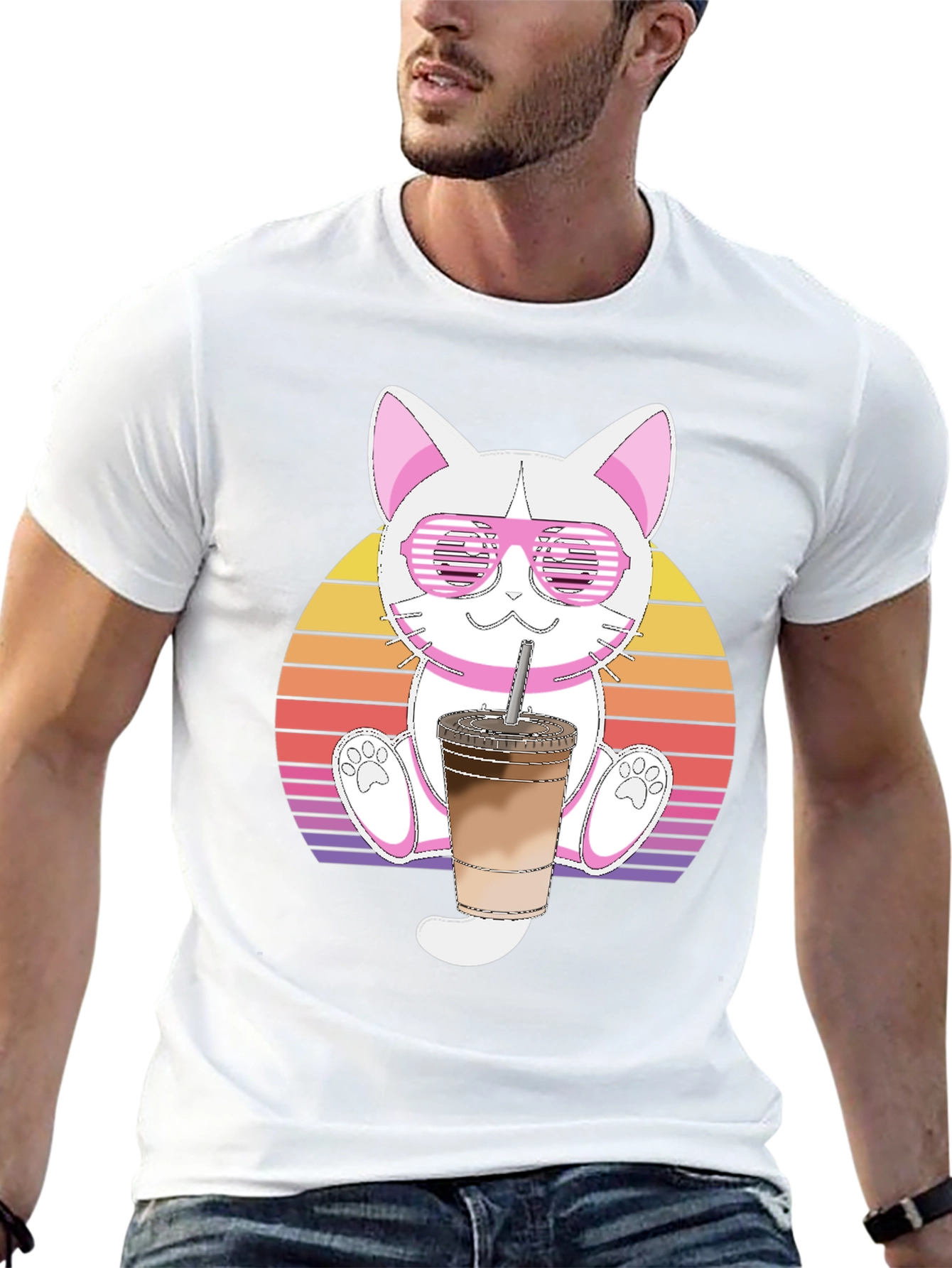 Cool Cat Iced Coffee Graphic Tee