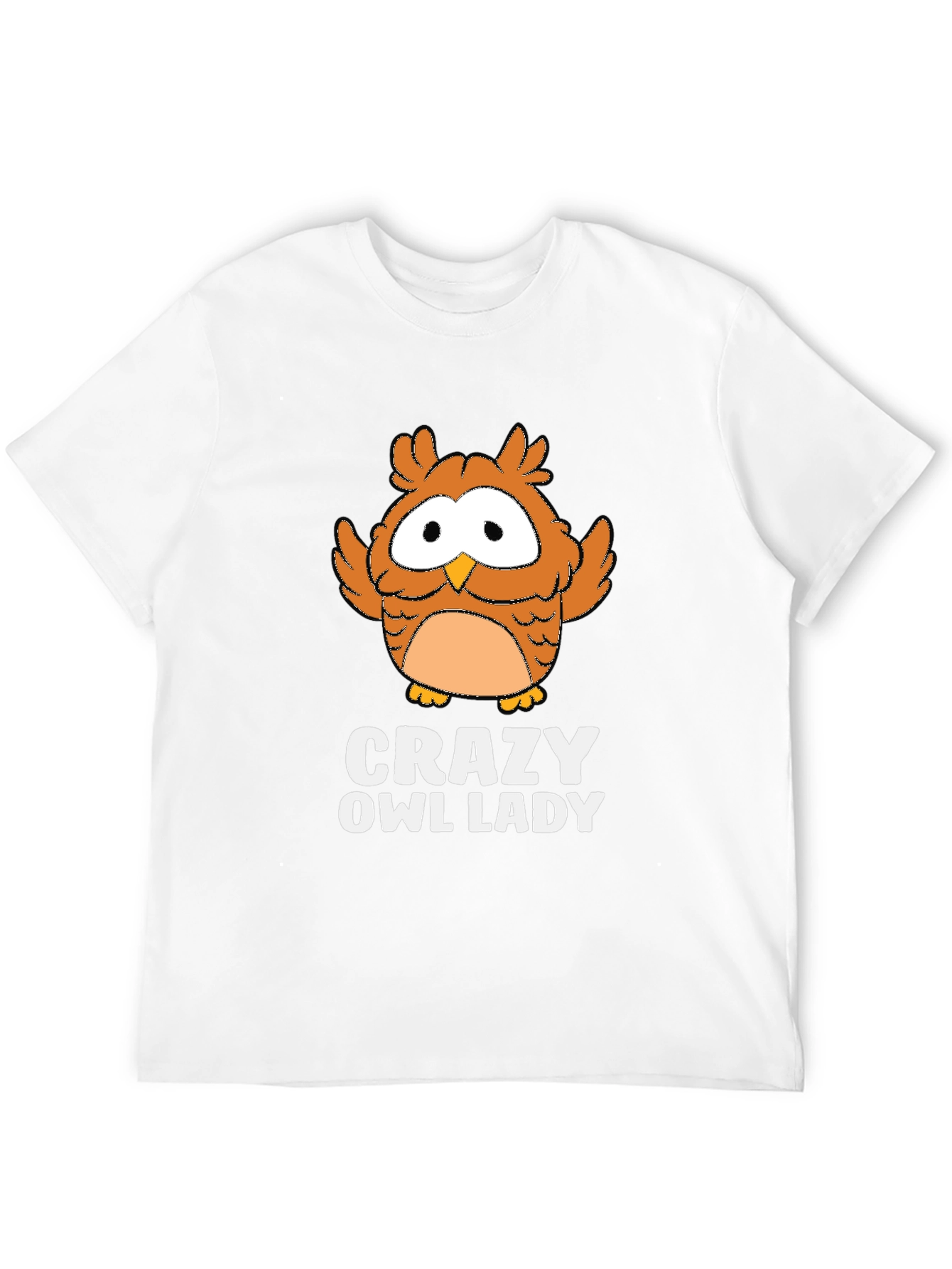 Crazy Owl Lady Black Graphic T-Shirt