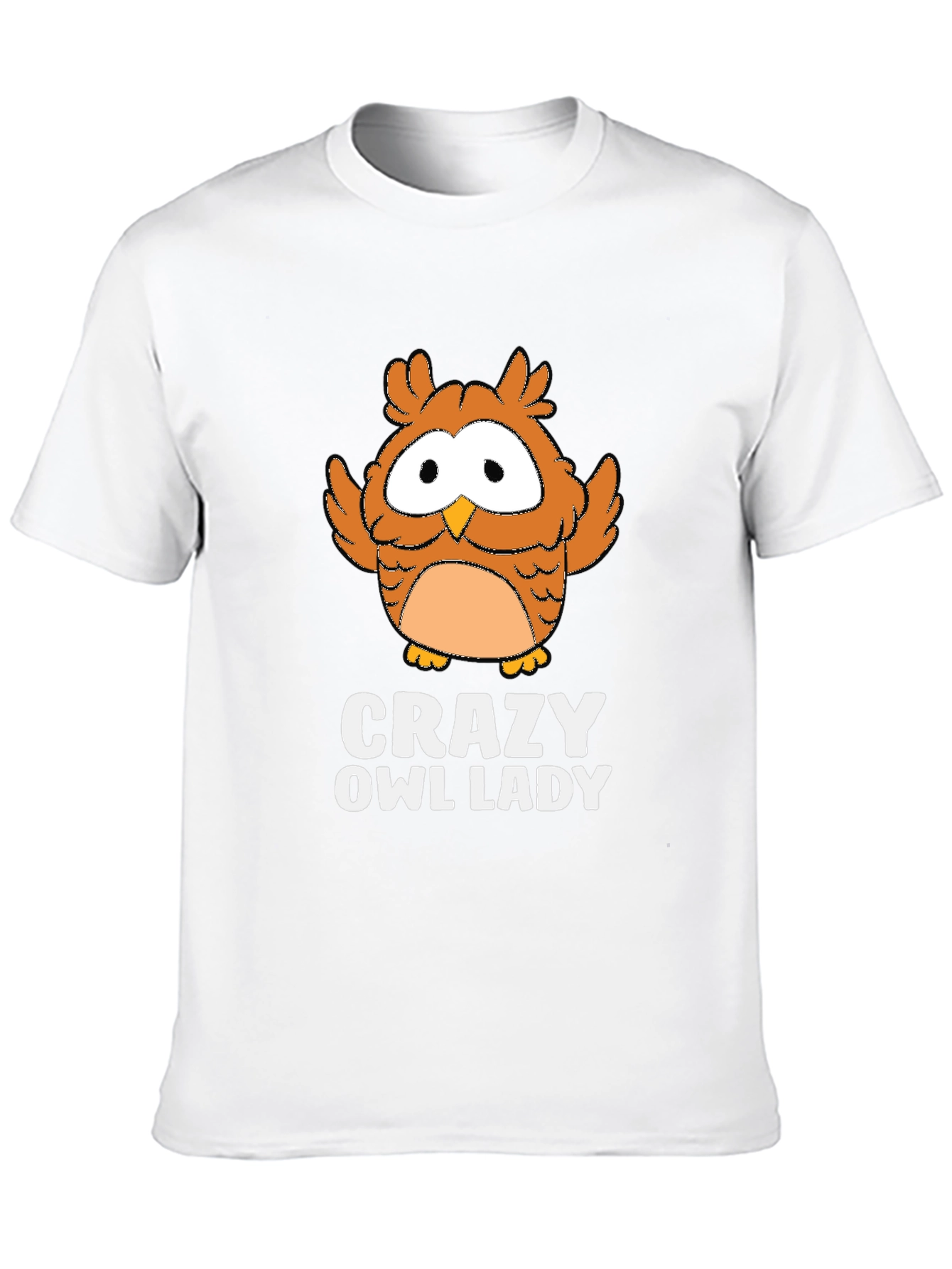 Crazy Owl Lady Black Graphic T-Shirt