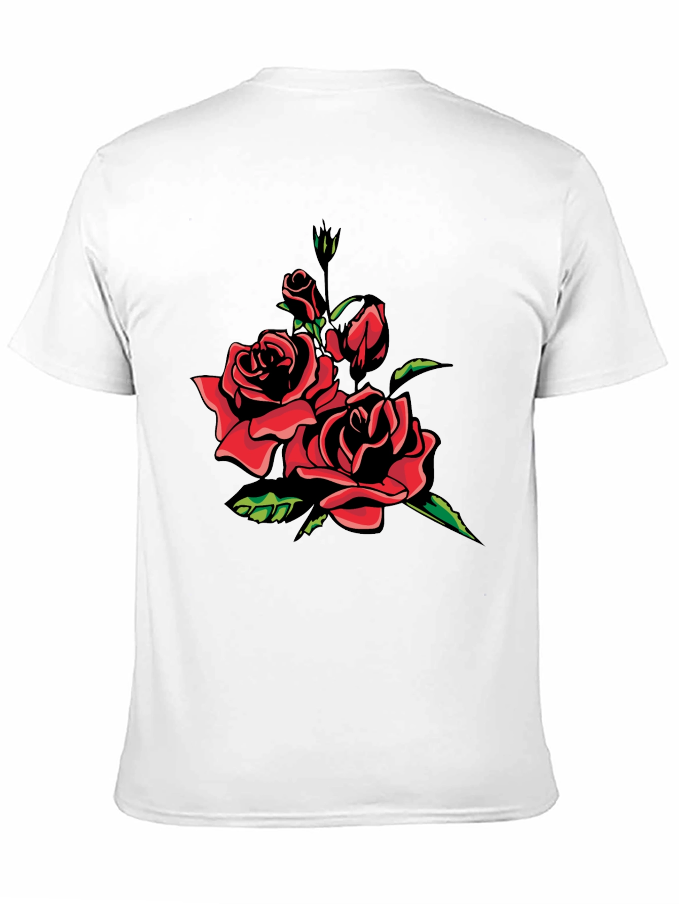 Black T-Shirt with Red Rose Graphic