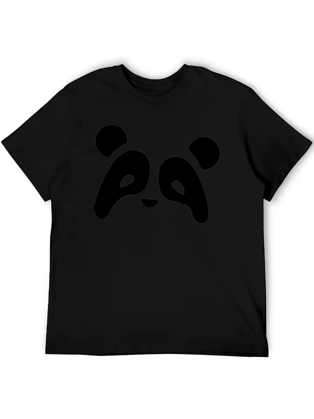 Panda Face Graphic Black T-Shirt - Unisex